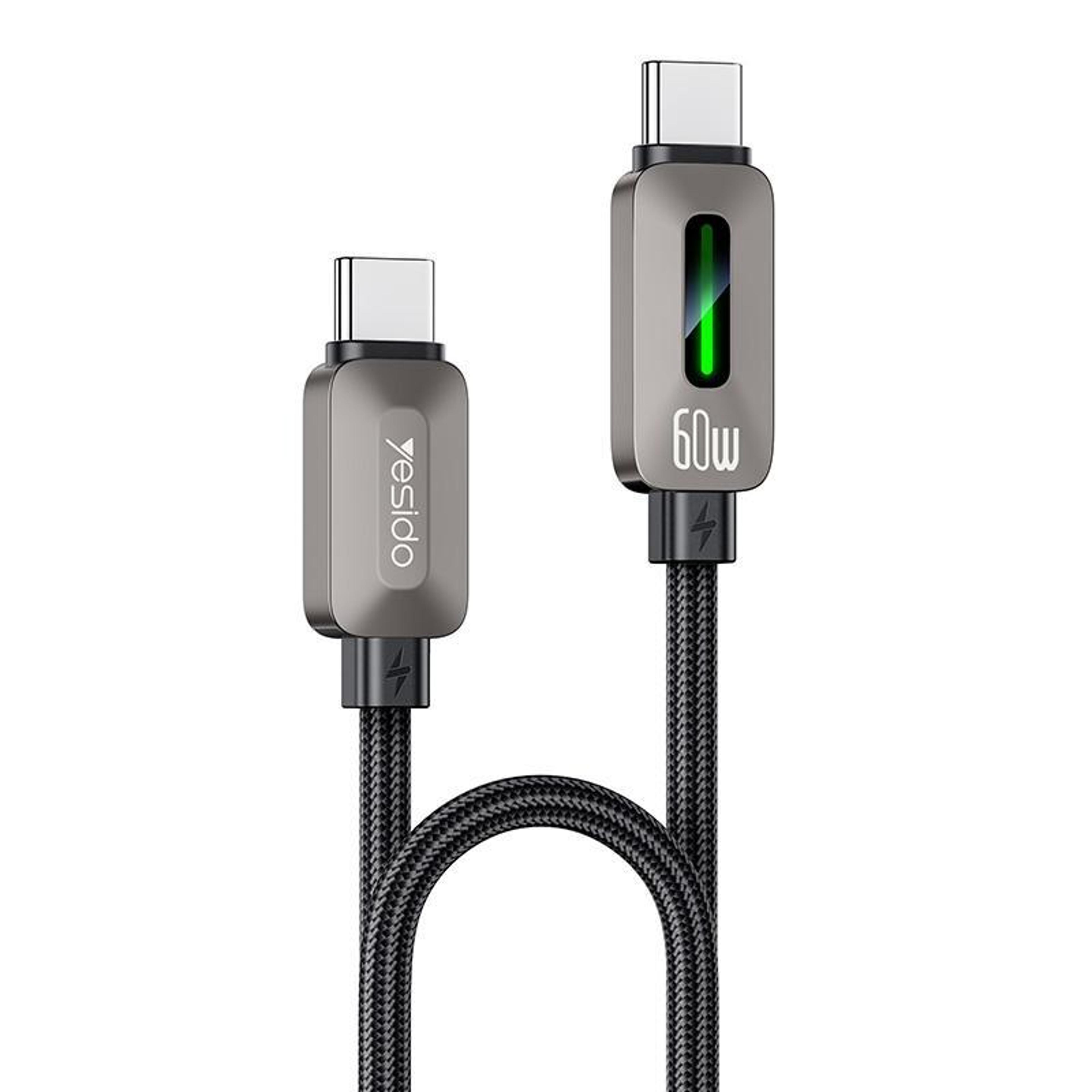 high speed 60w usb c cable with led streamer light fast charging data sync