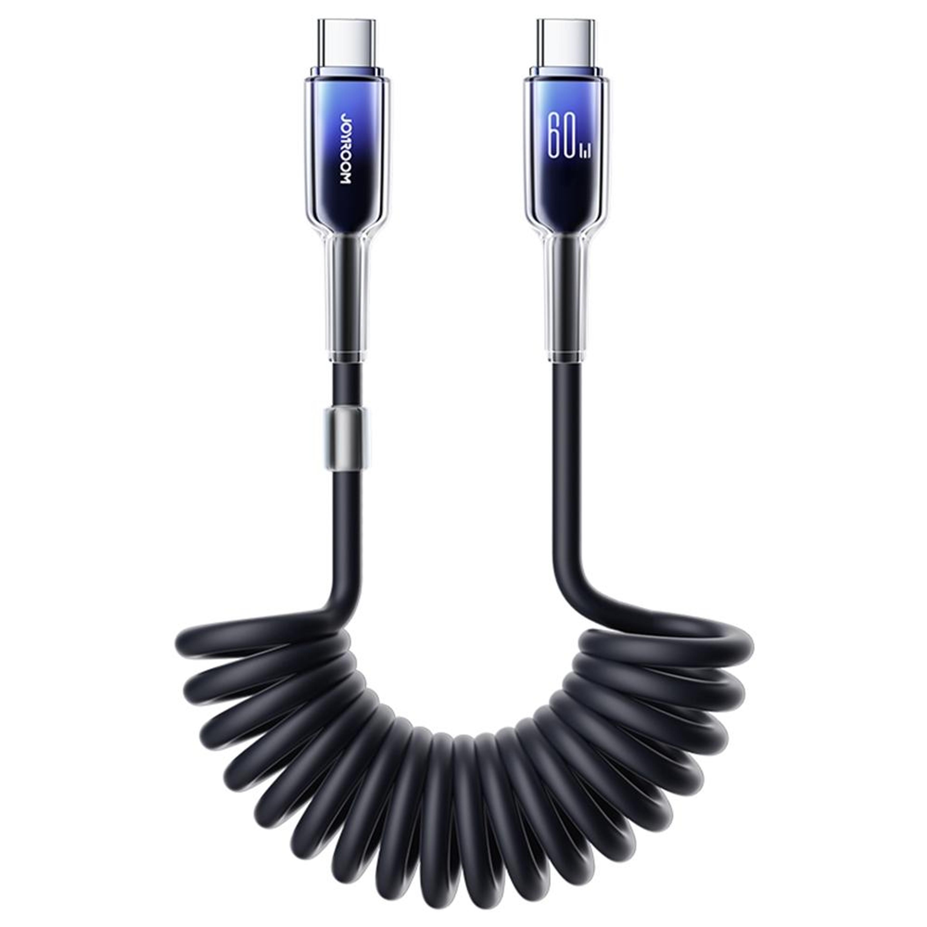 60w usb c fast charging coiled cable durable type c data cord for car and daily use