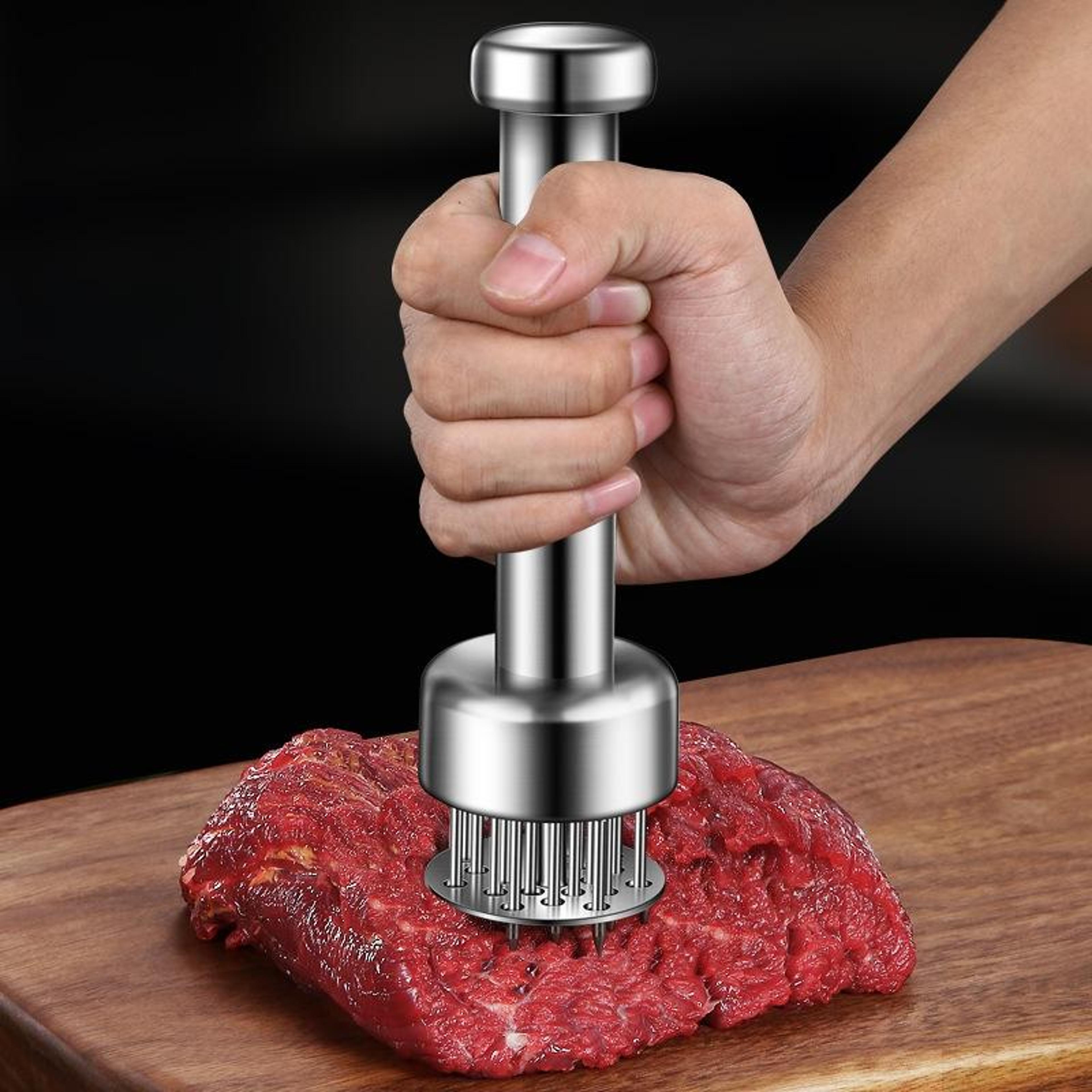 stainless steel meat tenderizer tool with 21 needles for juicy steaks