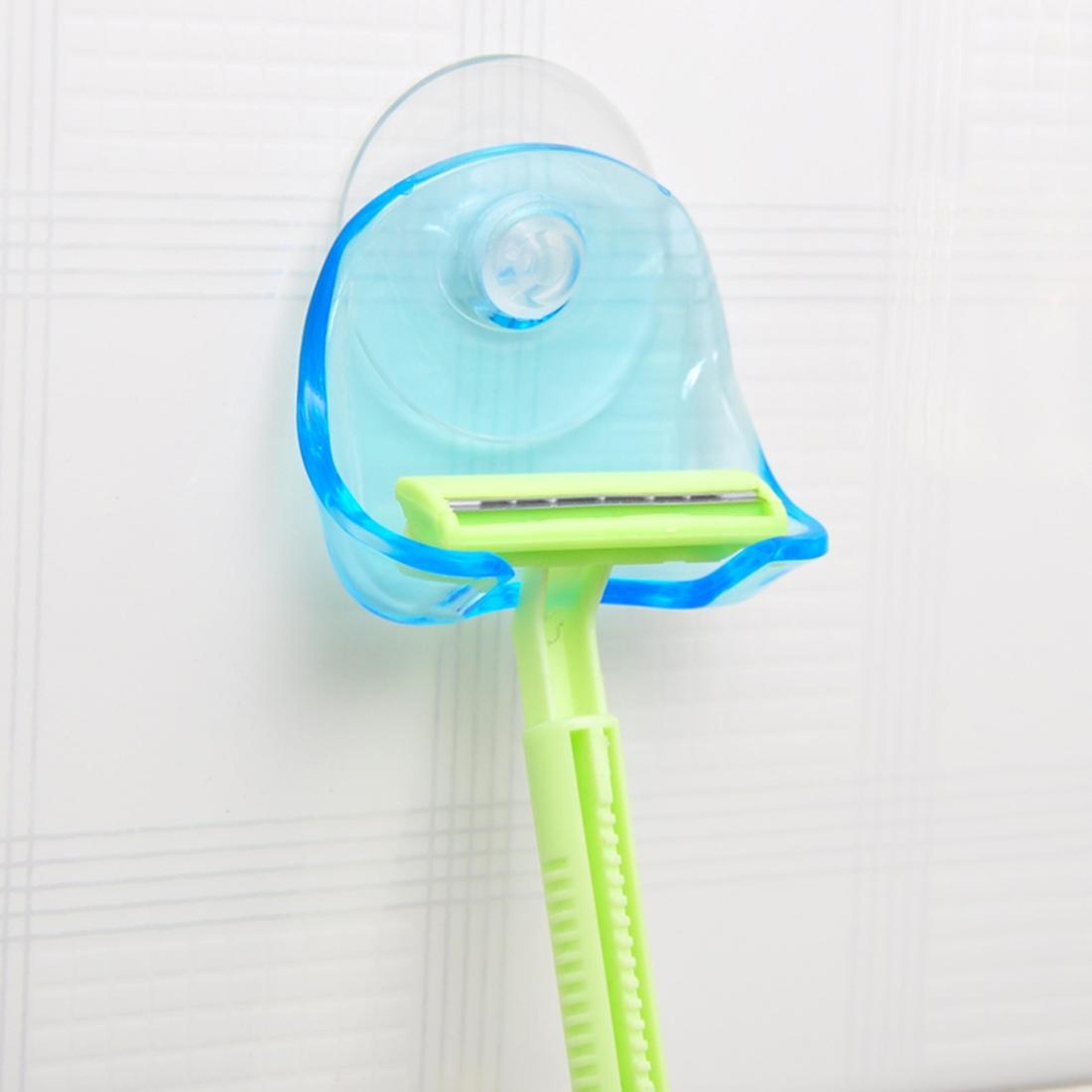 no drill suction cup razor holder for shower and bathroom storage