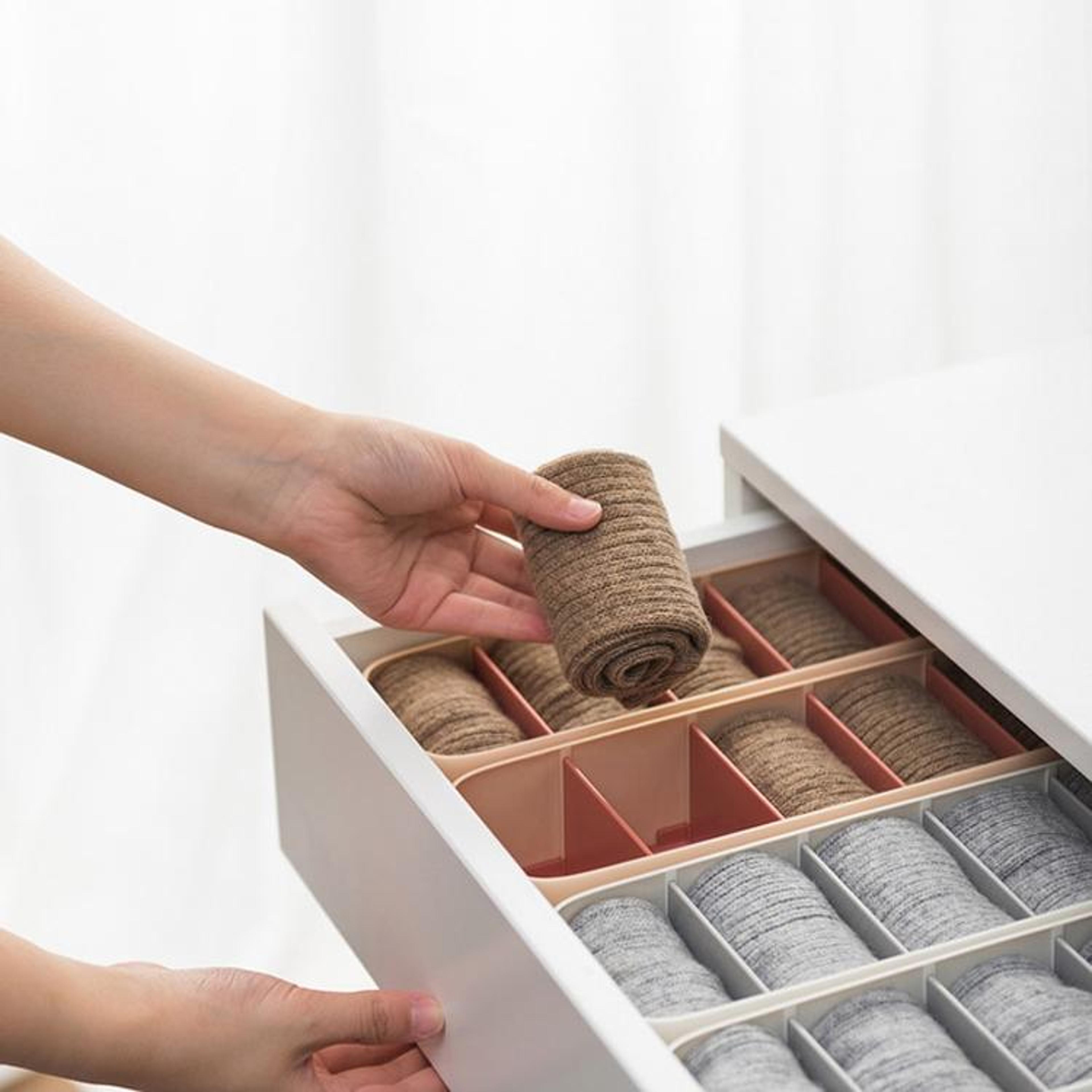 drawer underwear organizer box with compartments for socks and lingerie storage