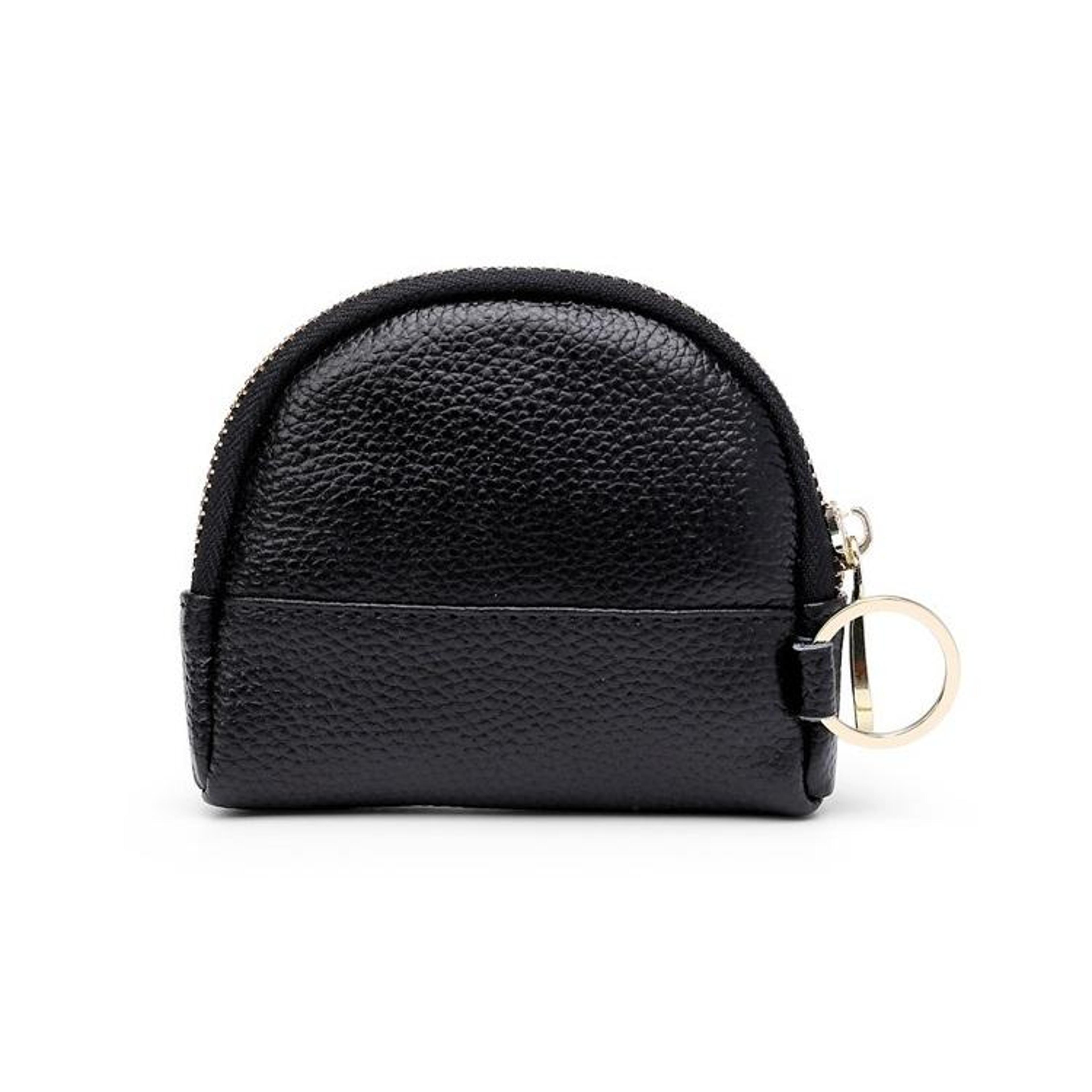 genuine leather coin purse wallet large capacity key card holder compact zip case