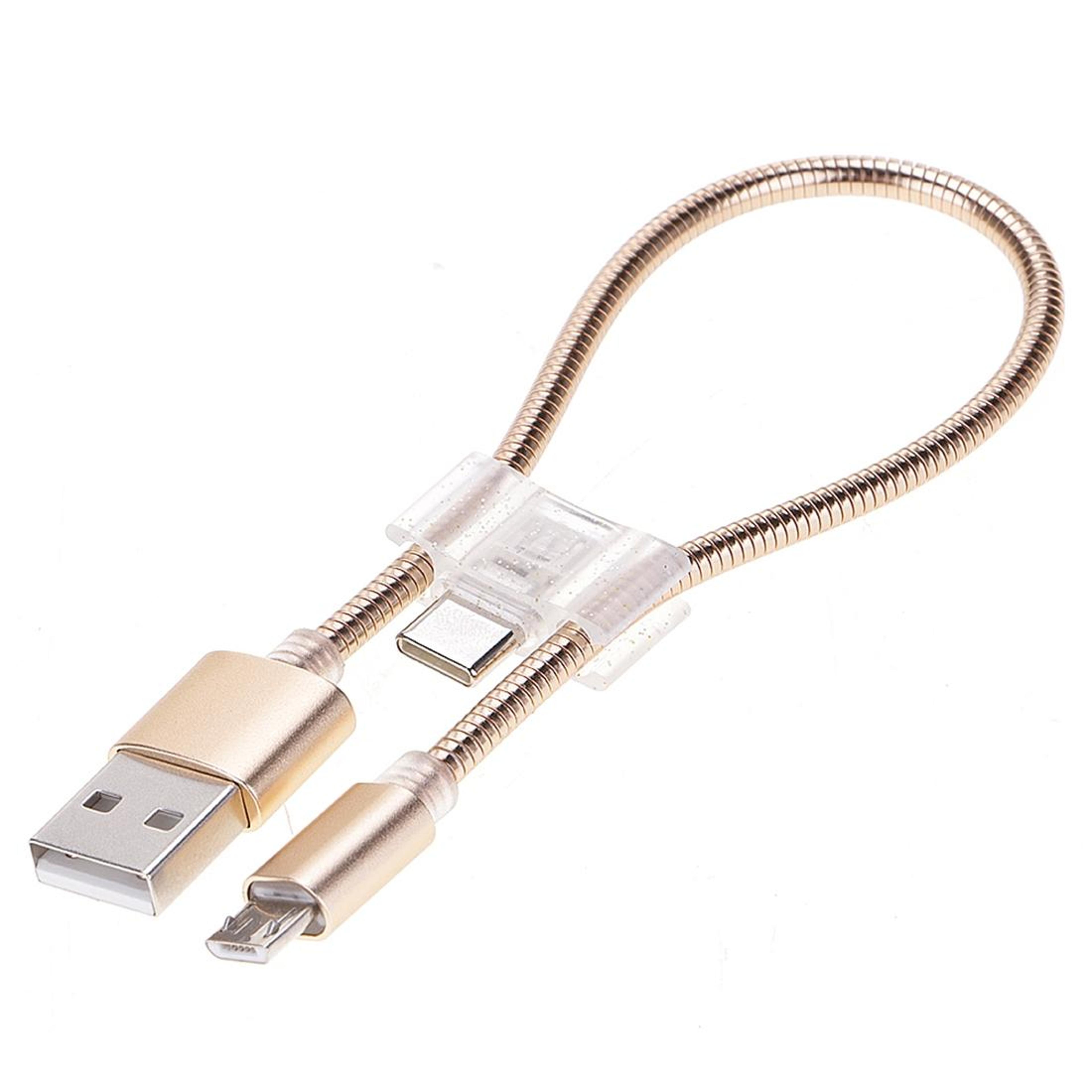 retractable 2a fast charging cable usb c & micro usb multi device sync cord