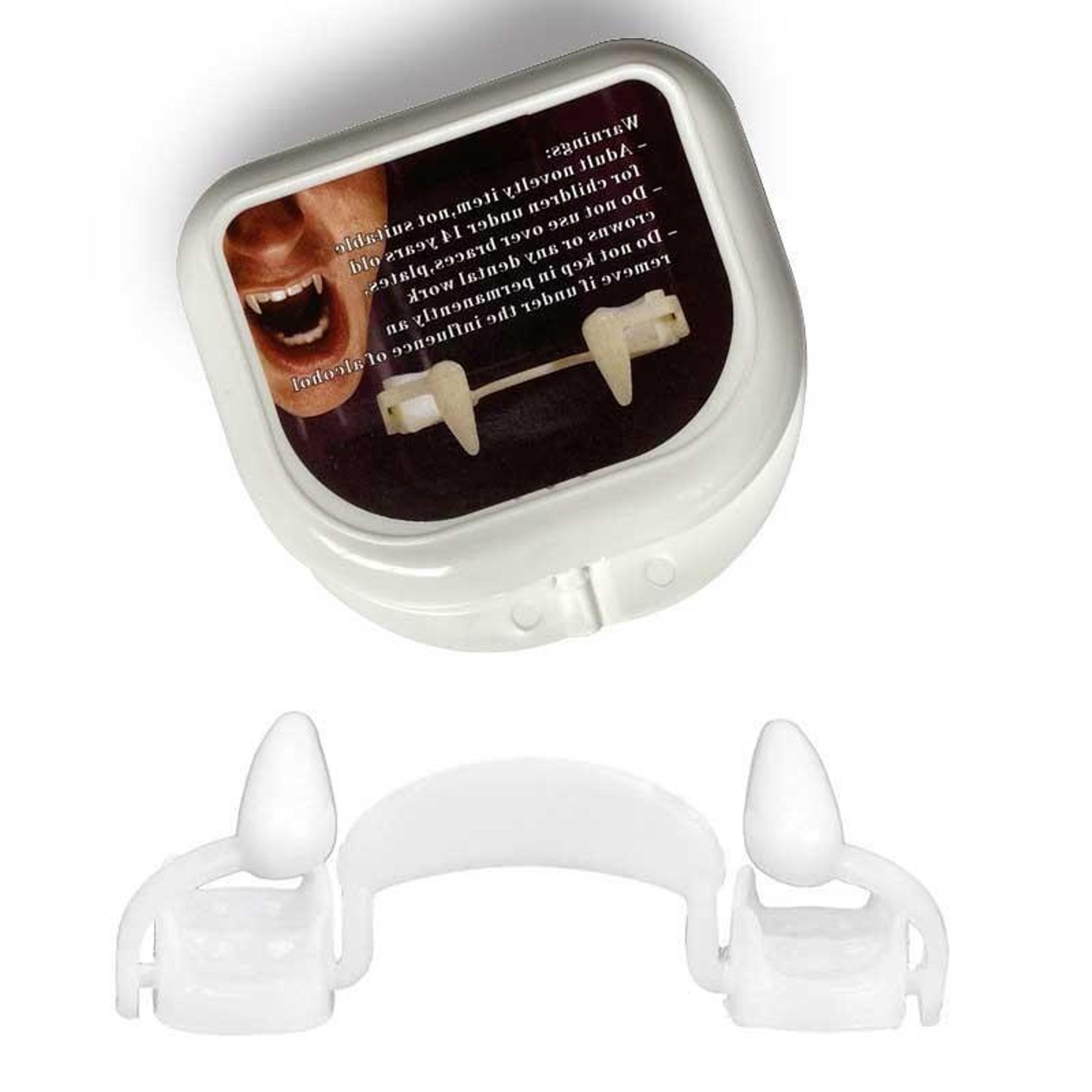 retractable vampire teeth set halloween fake fangs costume accessories 4pcs