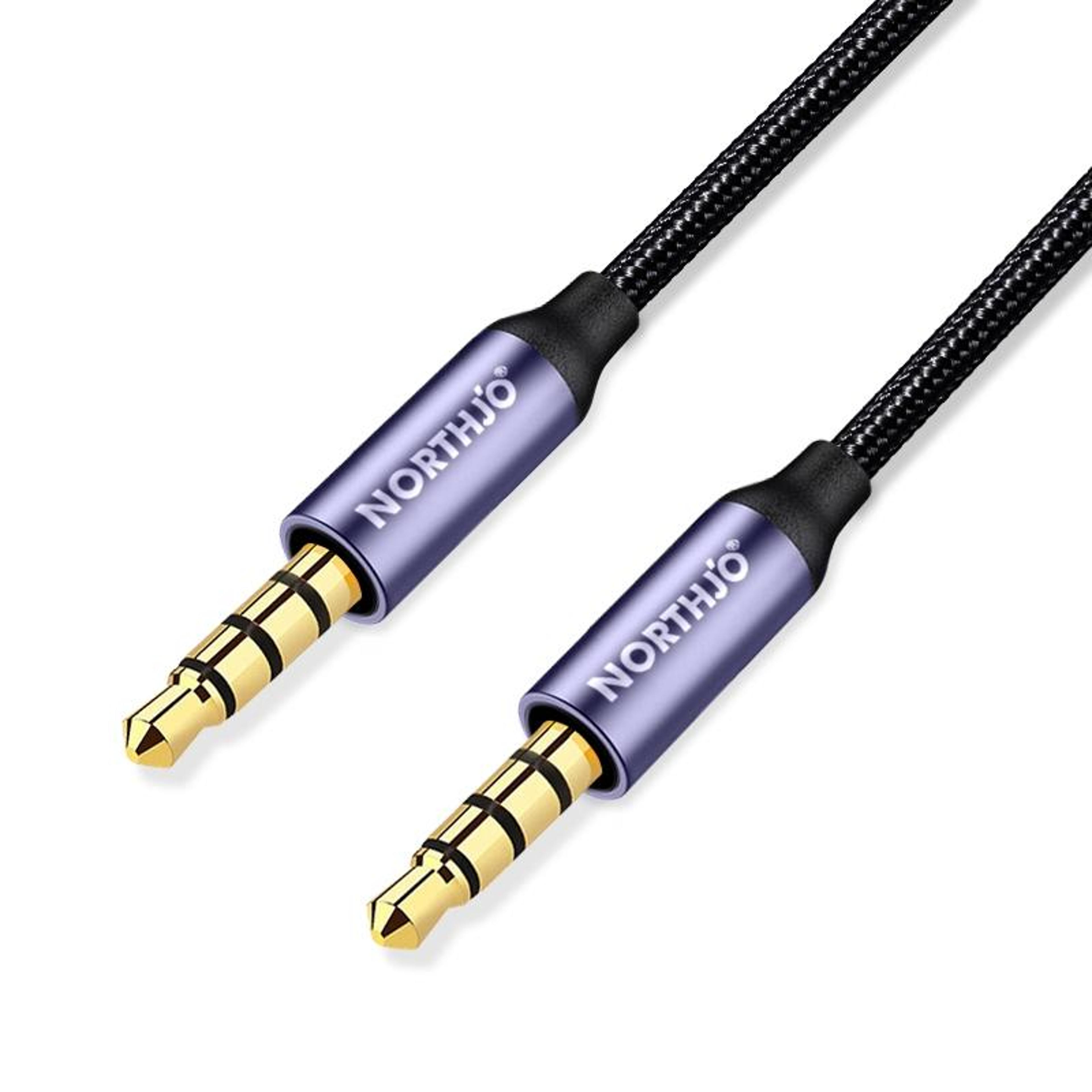 universal 4 pole 3.5mm aux cable male to male stereo audio extension for headphones & car