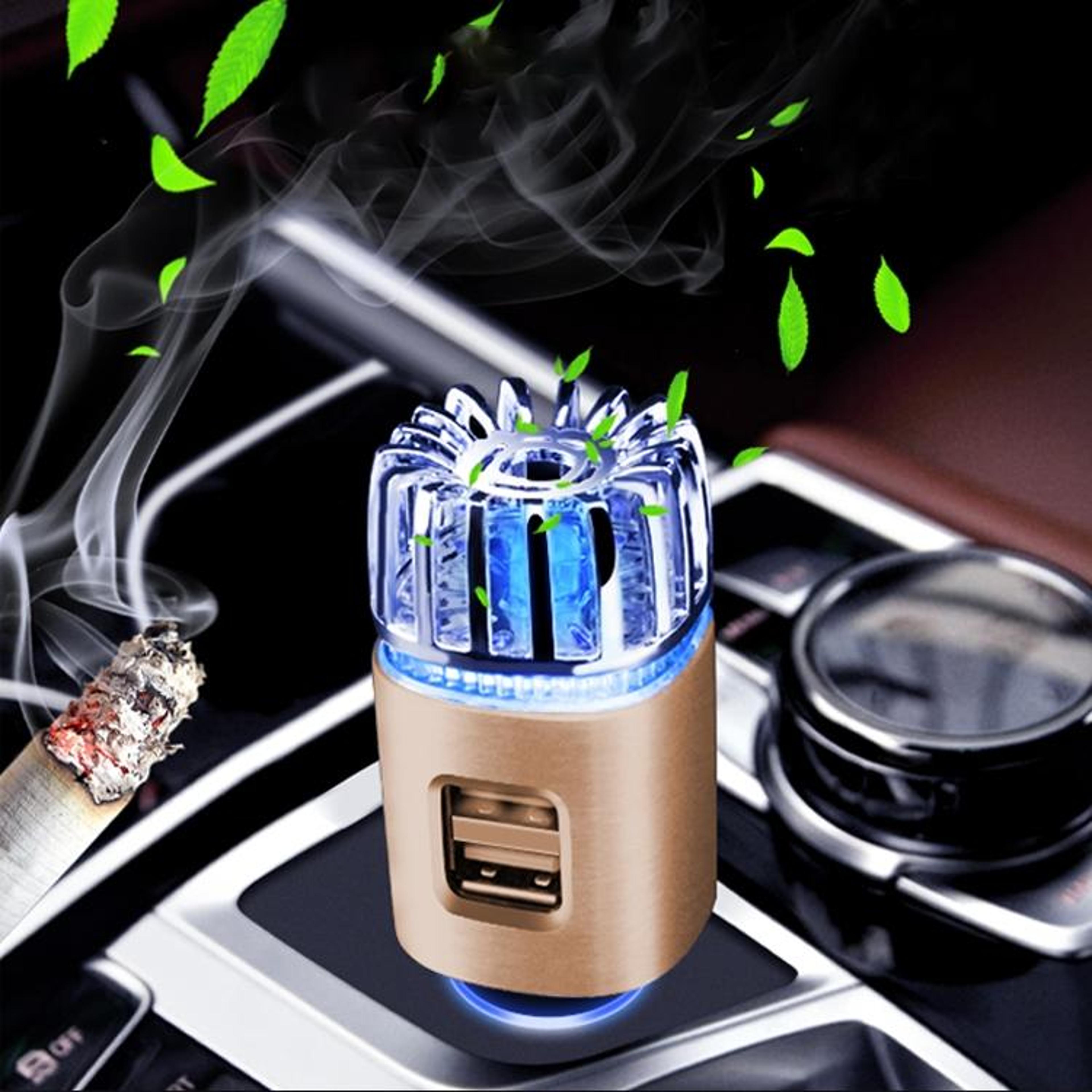 2-in-1 car air purifier and humidifier with dual usb charger and aromatherapy diffuser