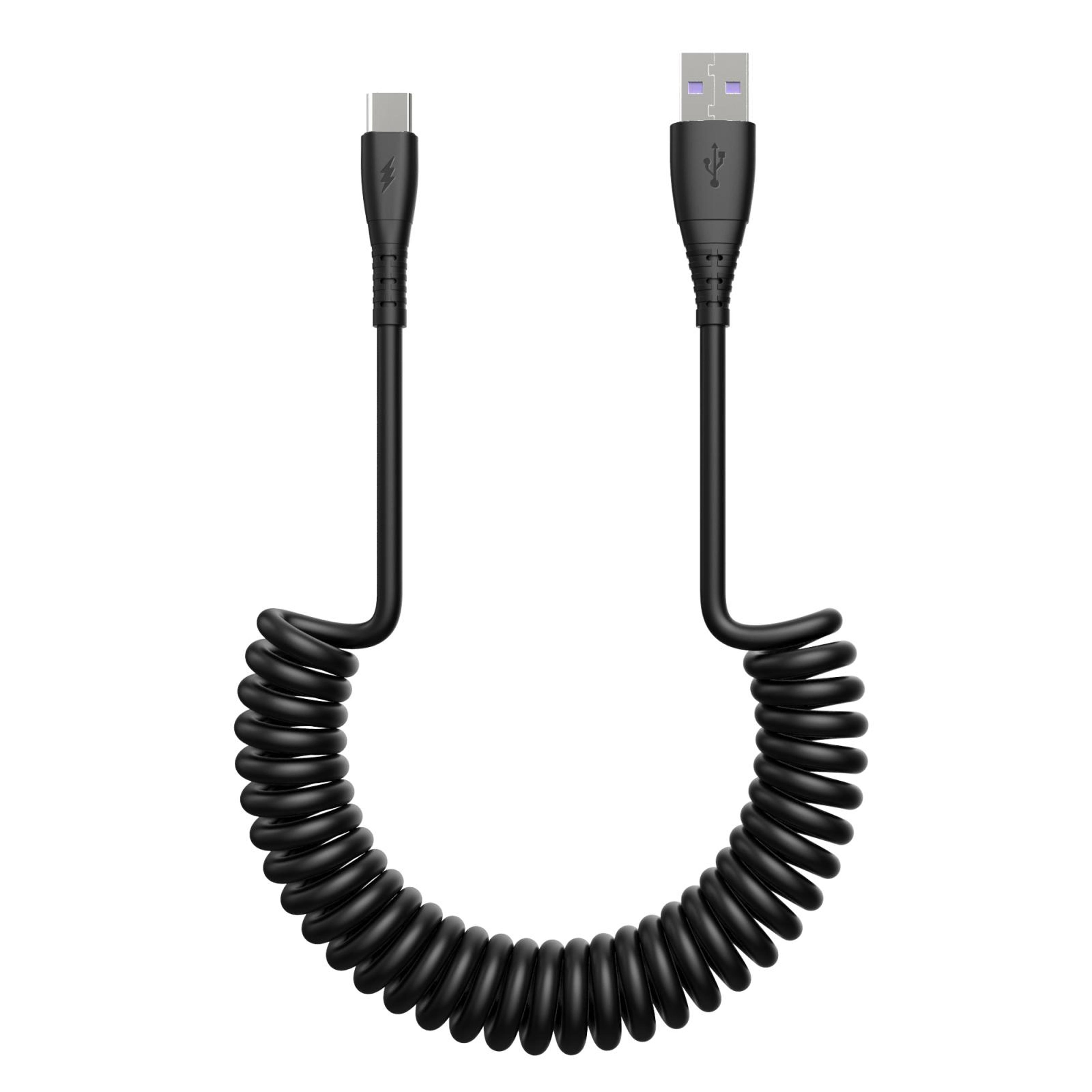 3a fast charging usb c spring cable compact retractable type c data cable