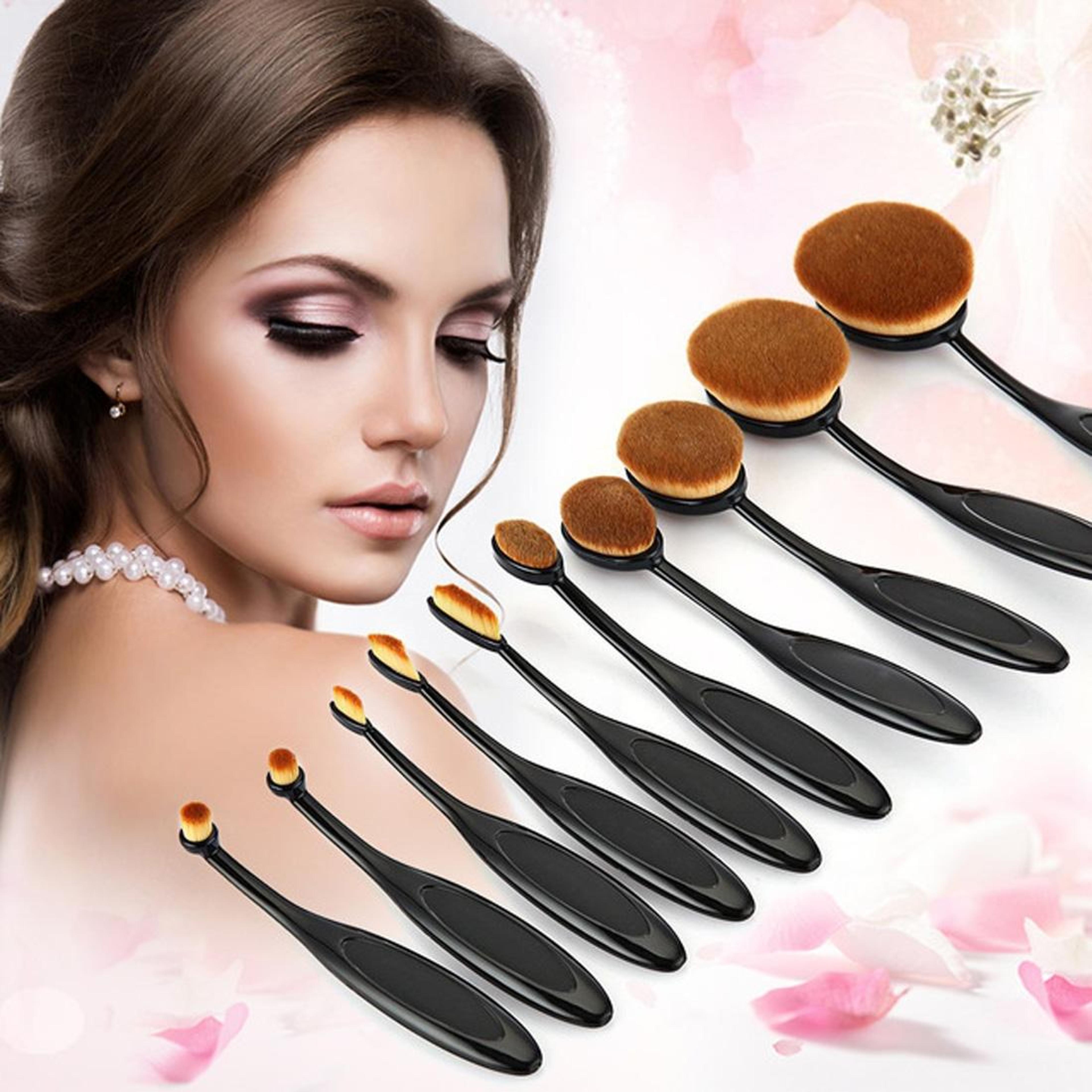 toothbrush makeup brush set soft dense oval brushes for flawless foundation & eyebrow blending
