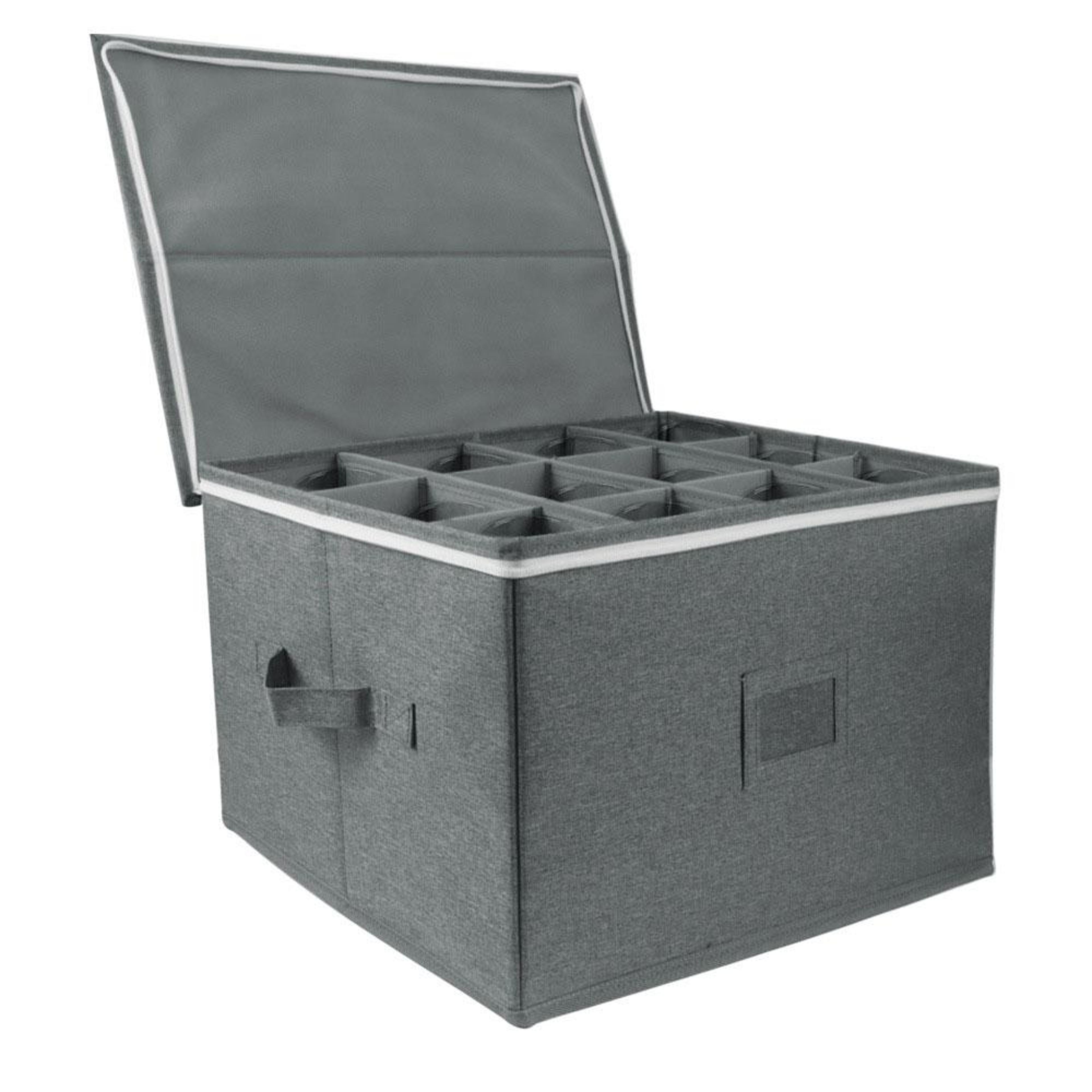 foldable wine glass storage box, stemmed glass storage organizer grey protective case