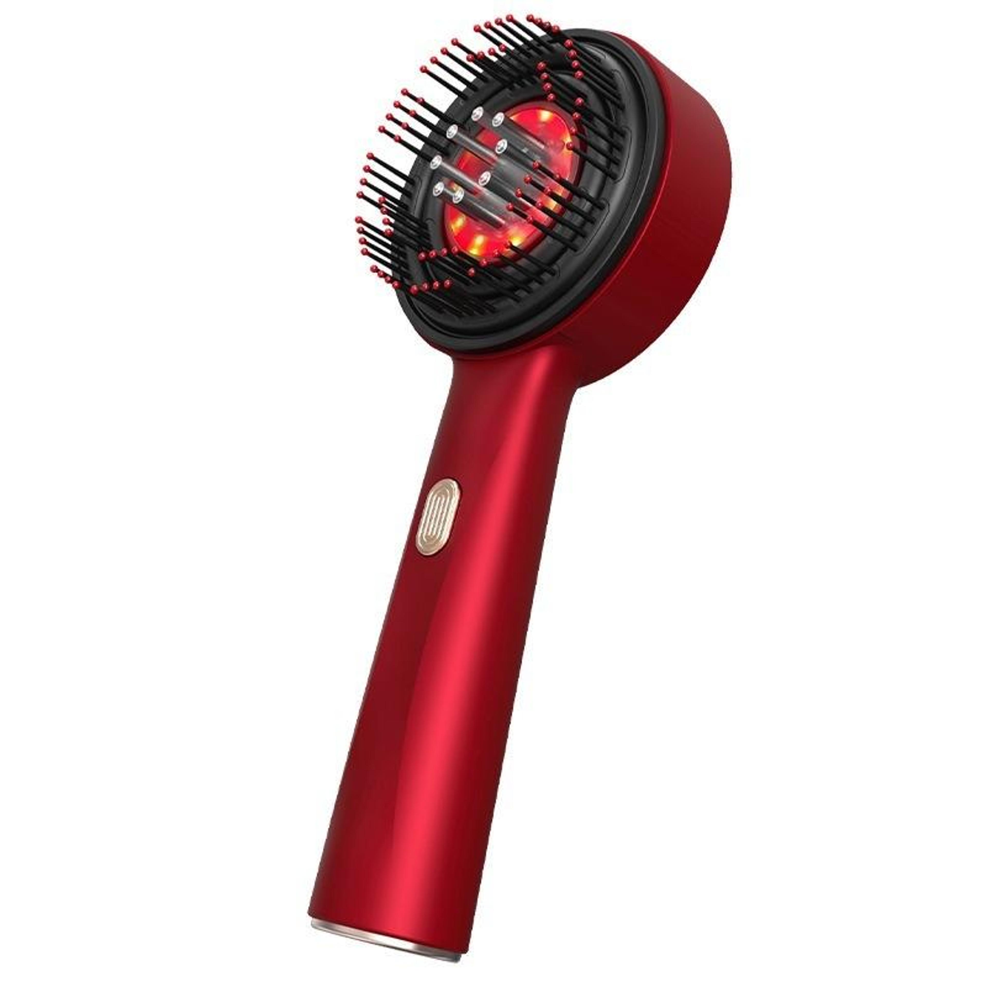 630nm red light hair growth comb with microcurrent scalp massager & liquid applicator