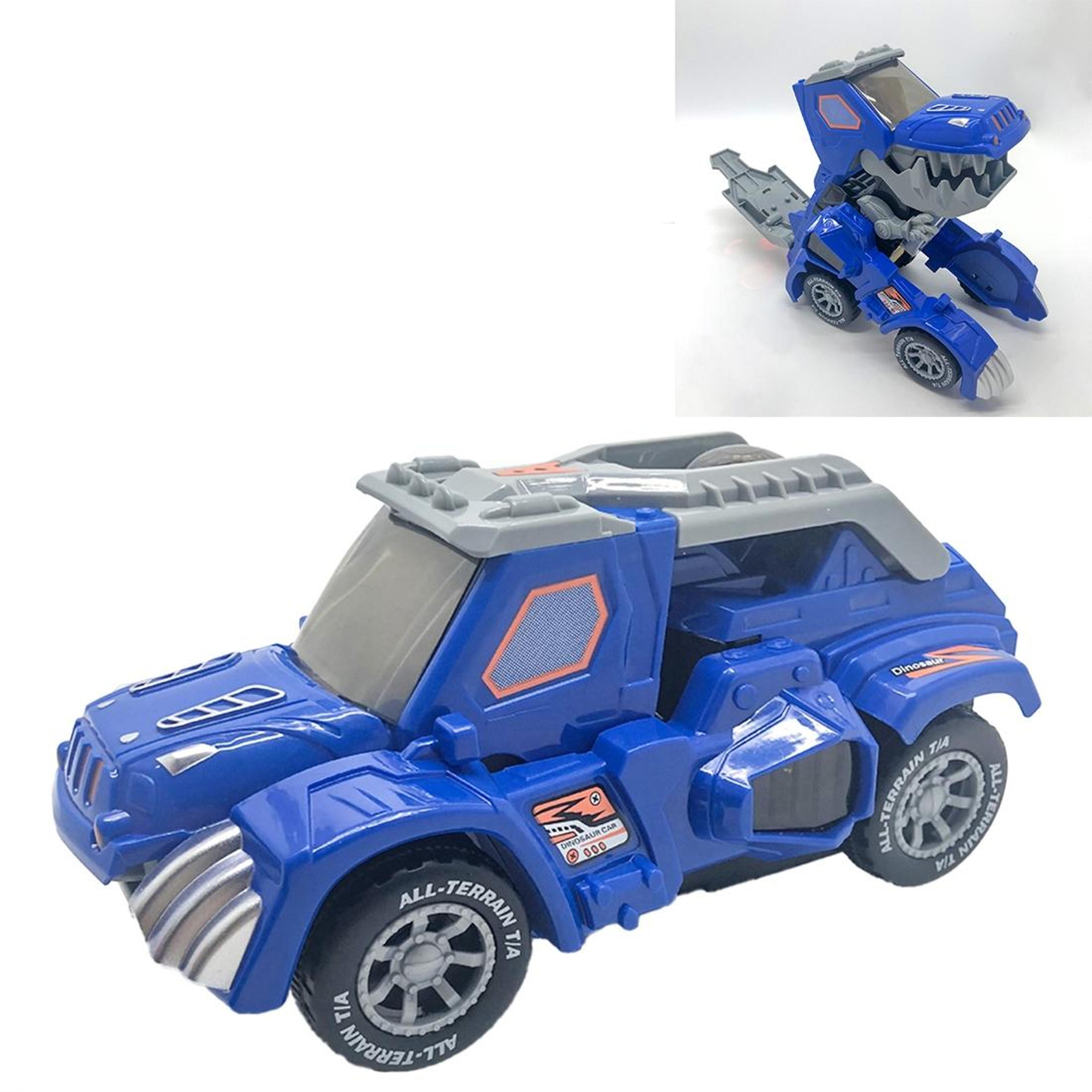 electric transforming dinosaur car toy with lights, music & automatic deformation for kids