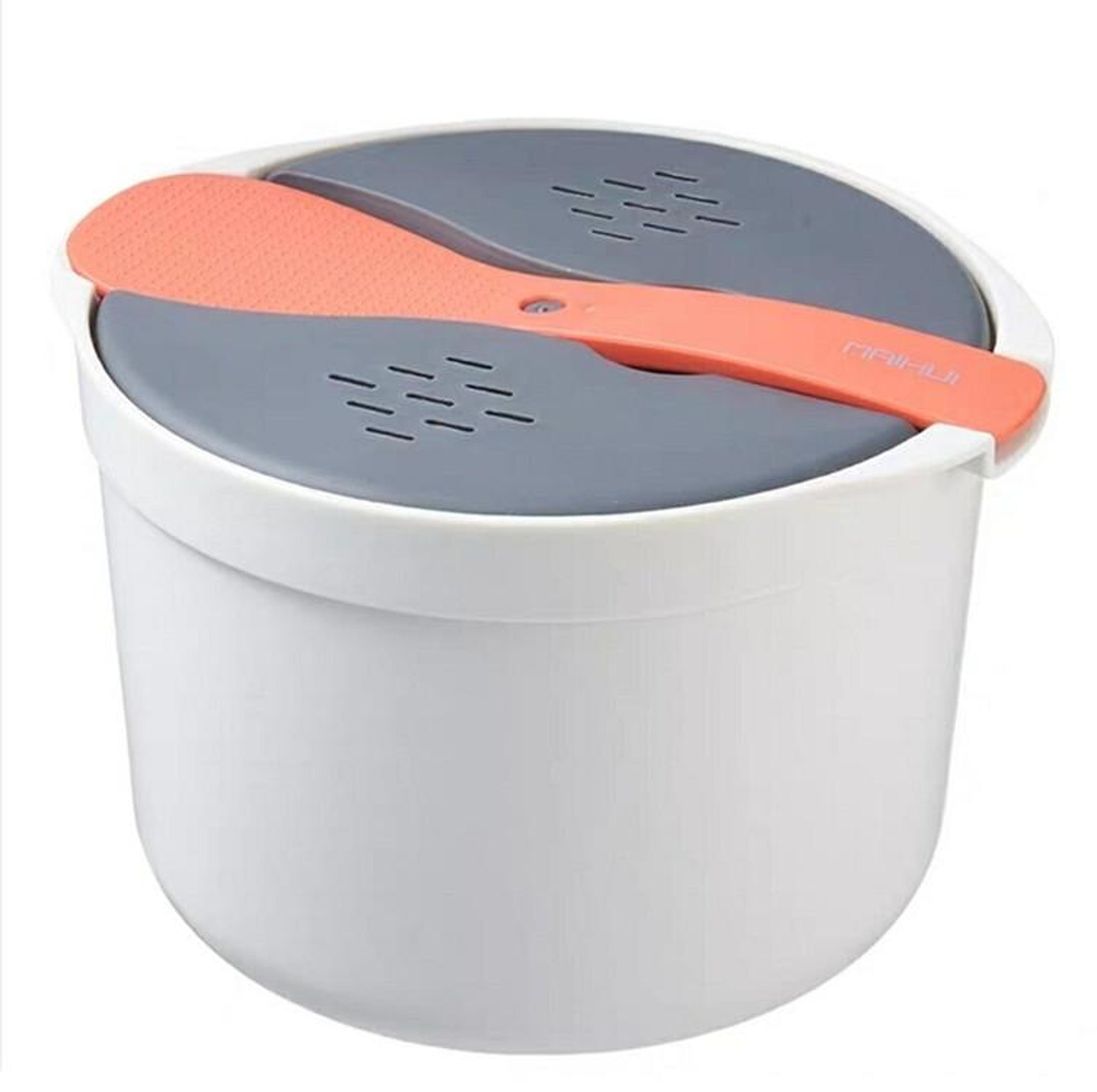 microwave rice cooker steamer pot with spoon and strainer