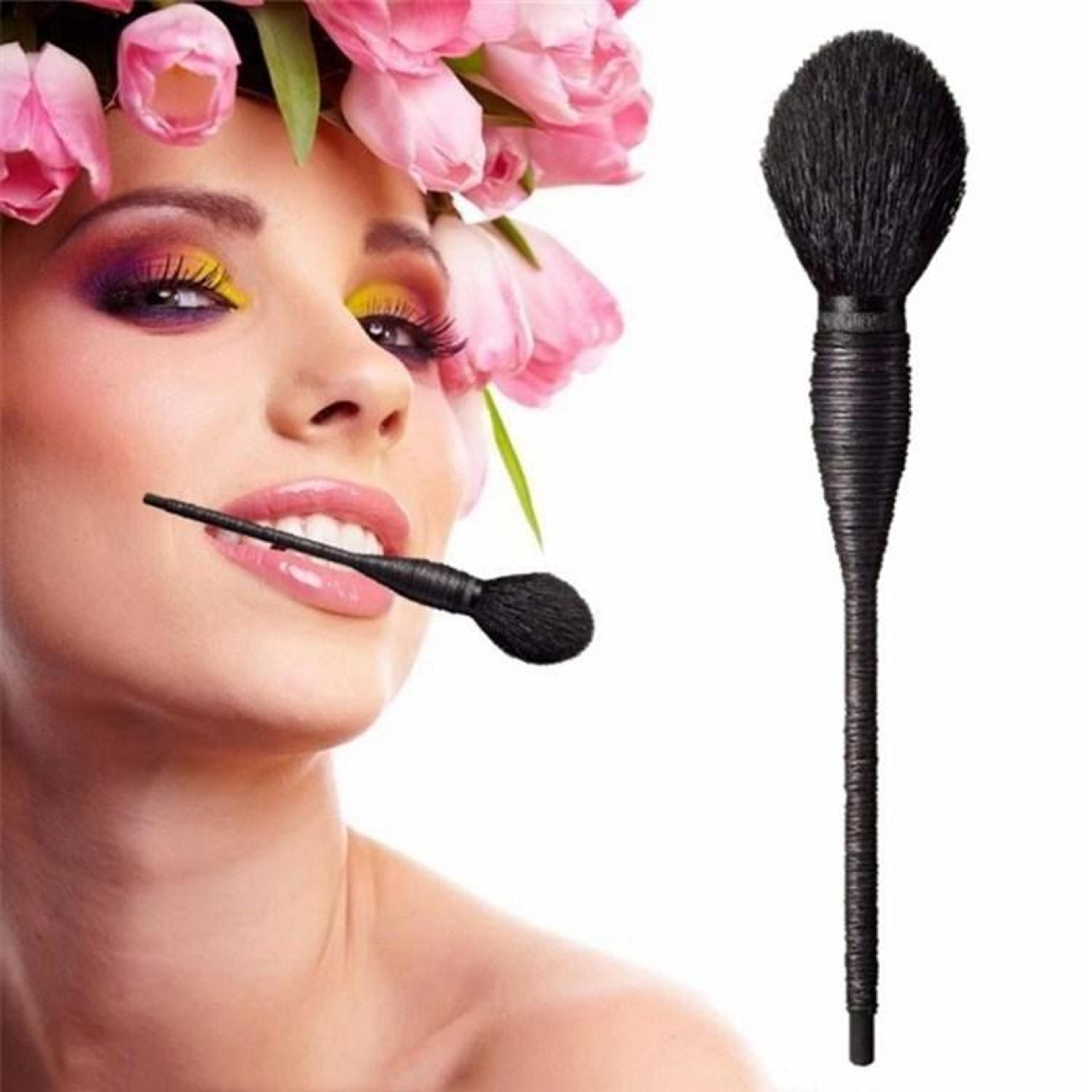 wool blush brush with rattan handle soft makeup blending brush for smooth finish