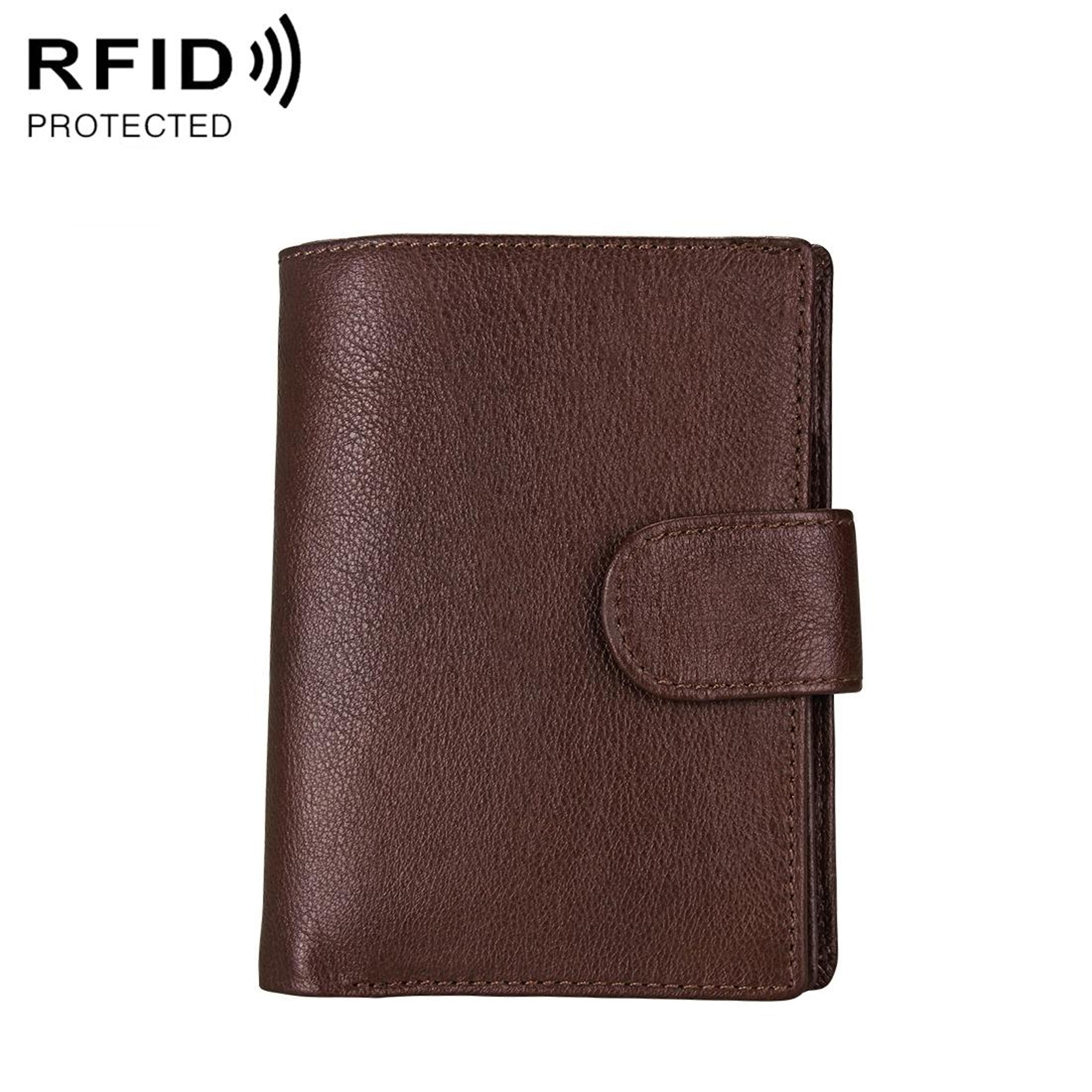 rfid blocking genuine leather wallet for men with passport holder and secure card slots
