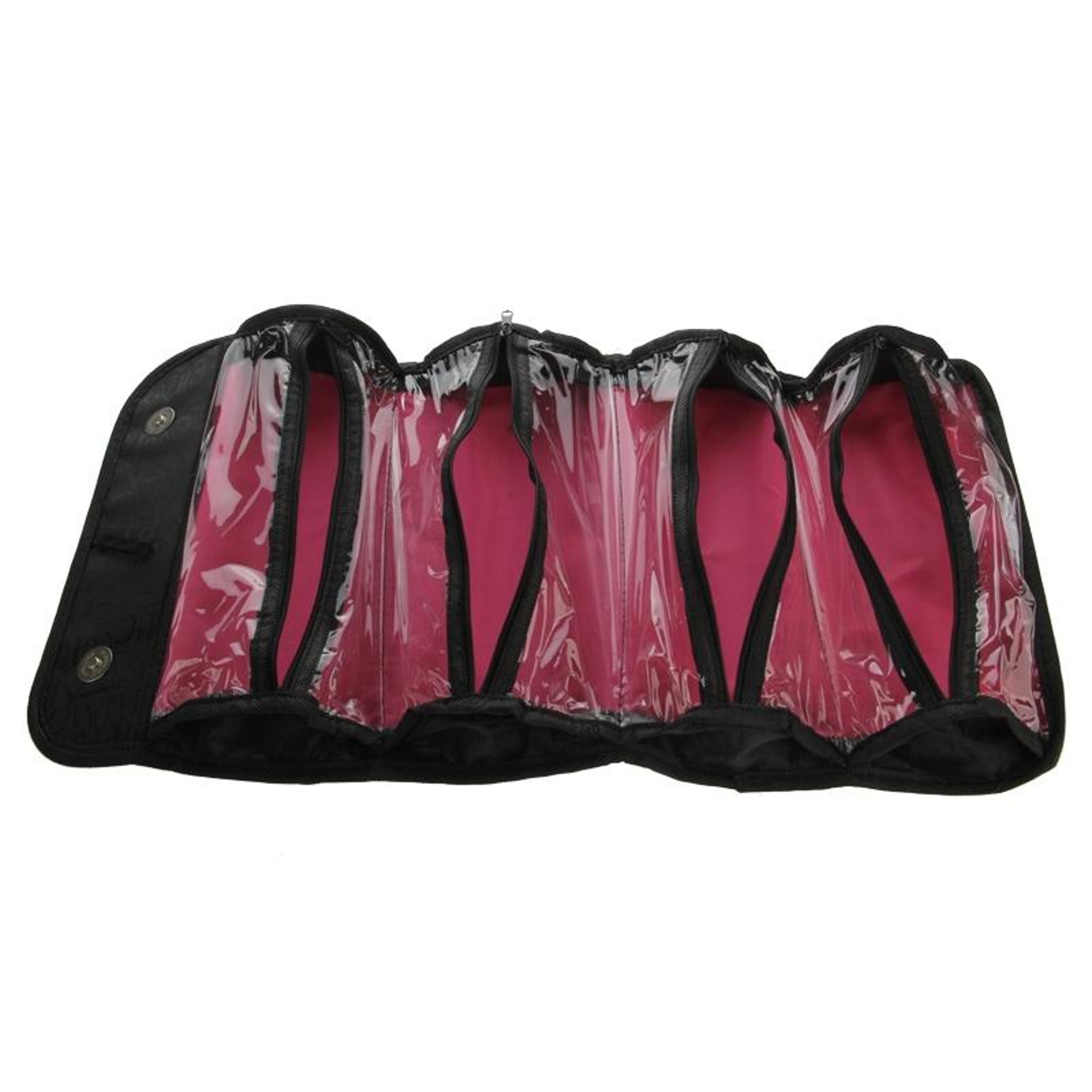 travel hanging makeup organizer bag with 4 compartments compact cosmetic travel bag for toiletries & jewelry