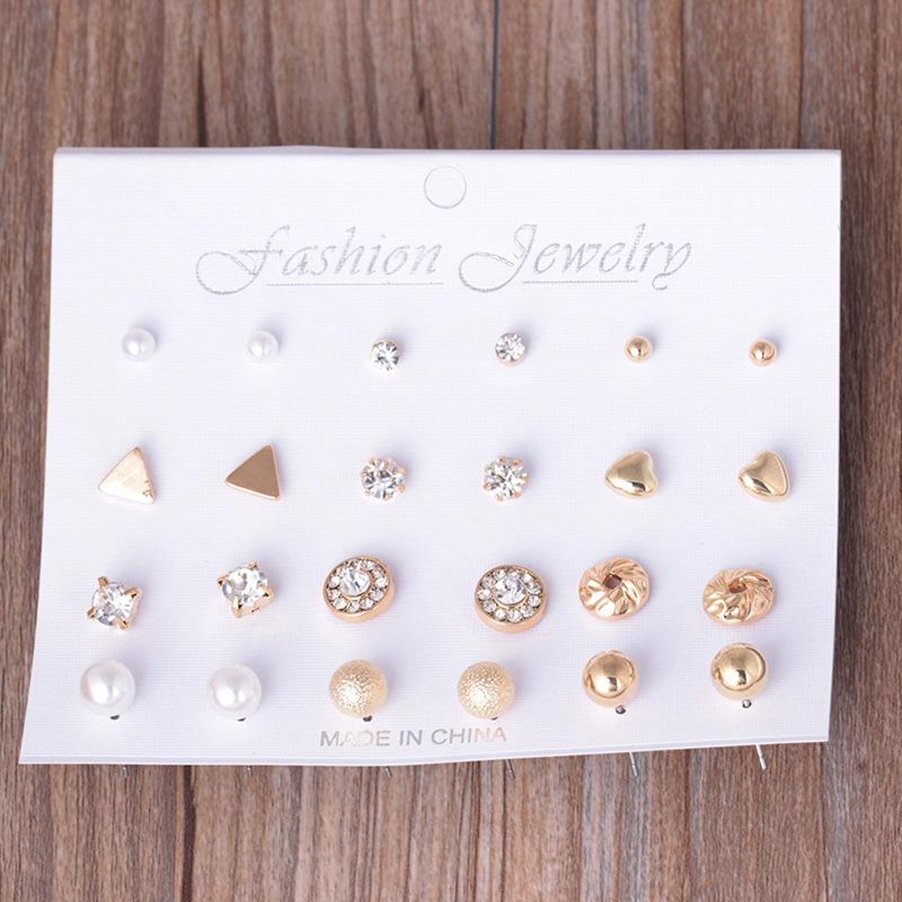 assorted stud earrings set for women & girls, trendy multiple earrings collection gift pack