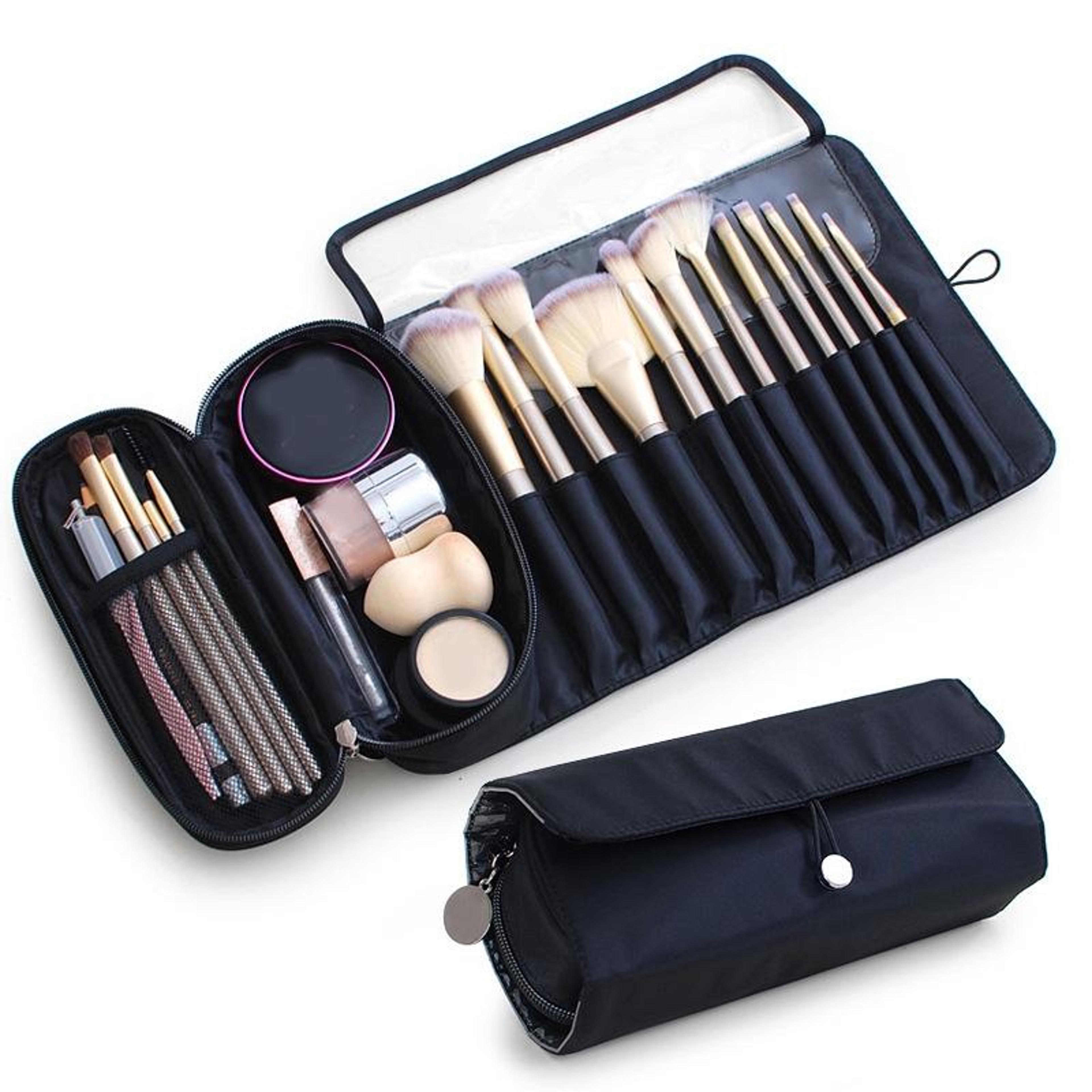 multifunctional makeup brush organizer travel cosmetic bag waterproof folding kit