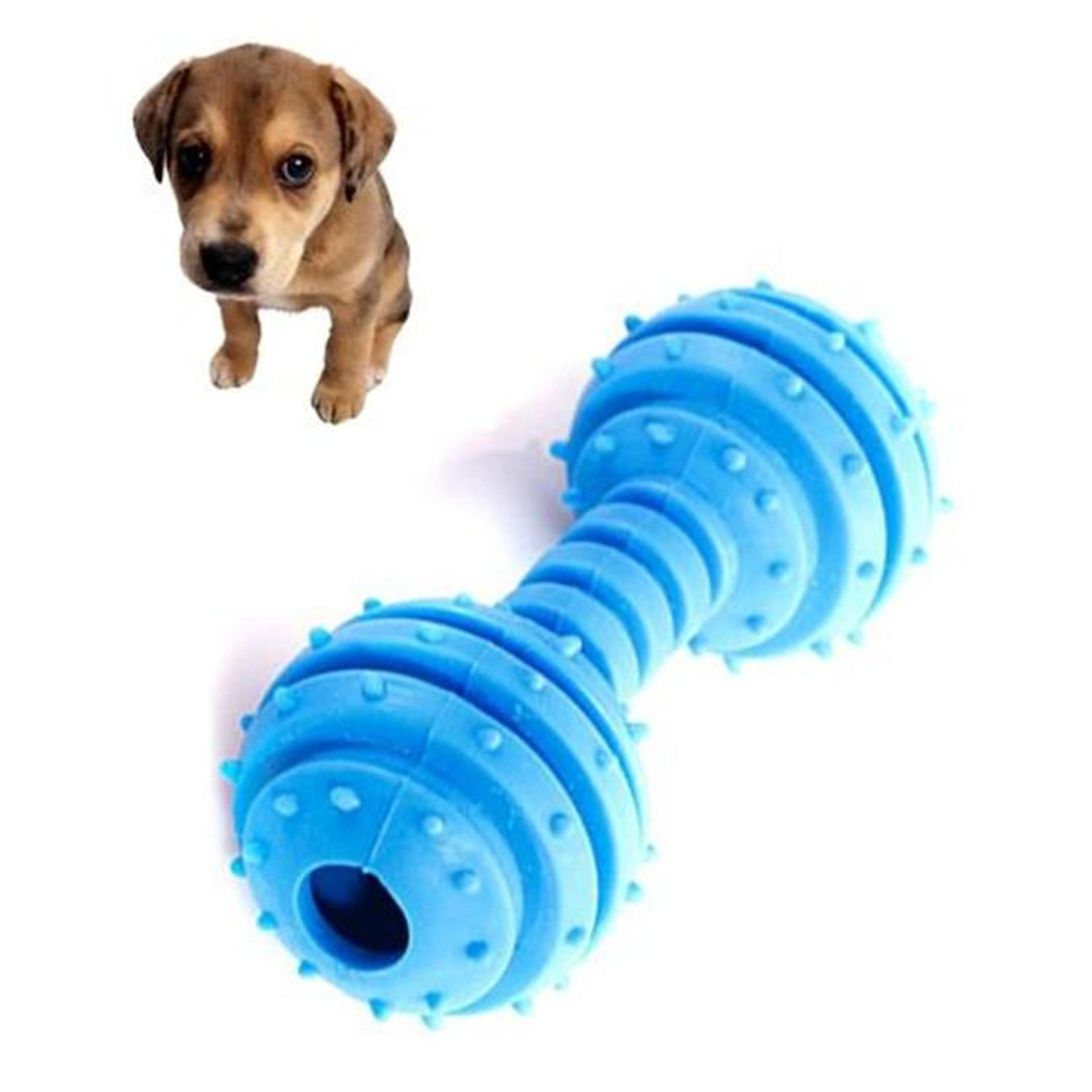 durable rubber dog chew toy dumbbell shape bite resistant pet teething molar toy