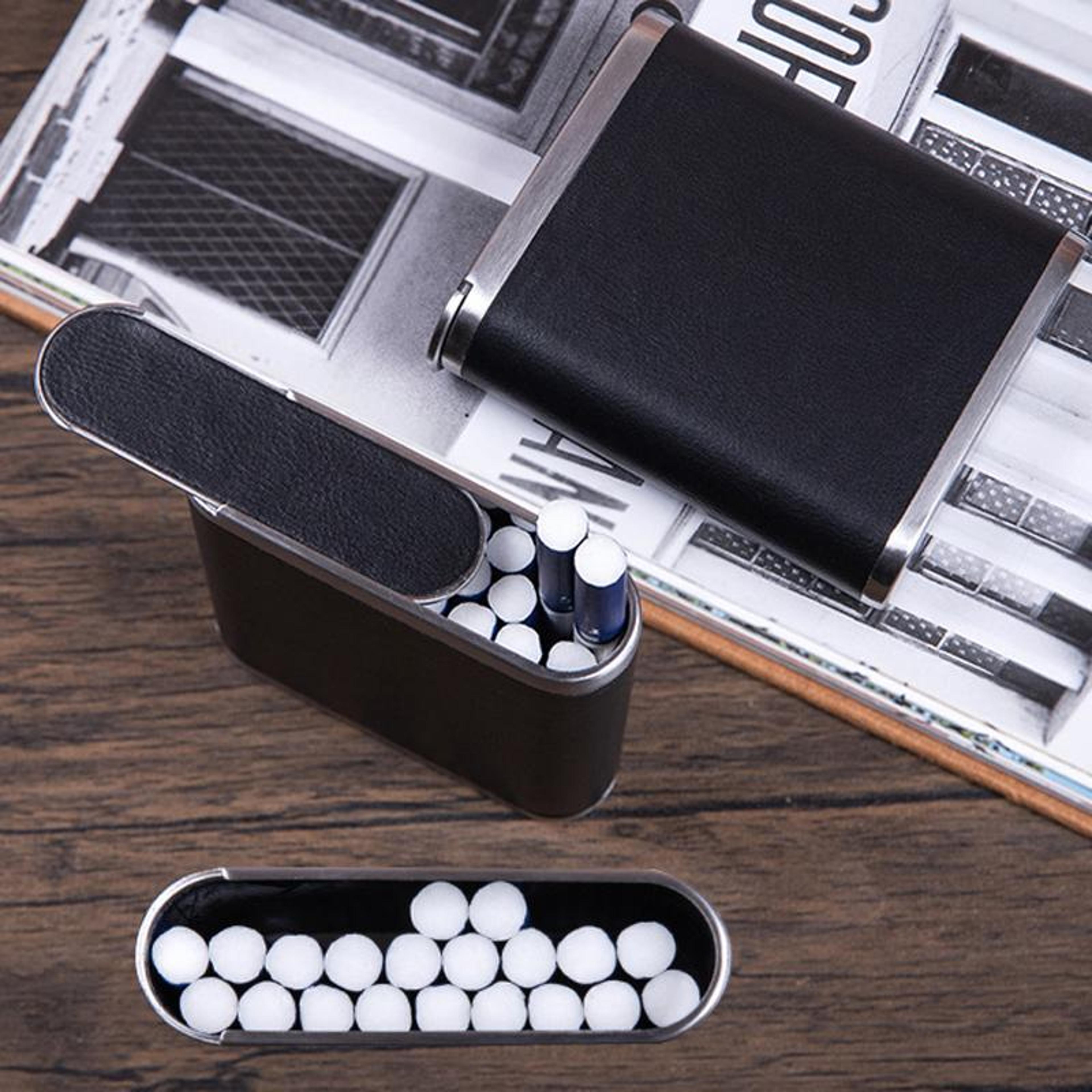 luxury cigarette case for men, slim 20 cigarette holder with pu leather & metal crush-proof design