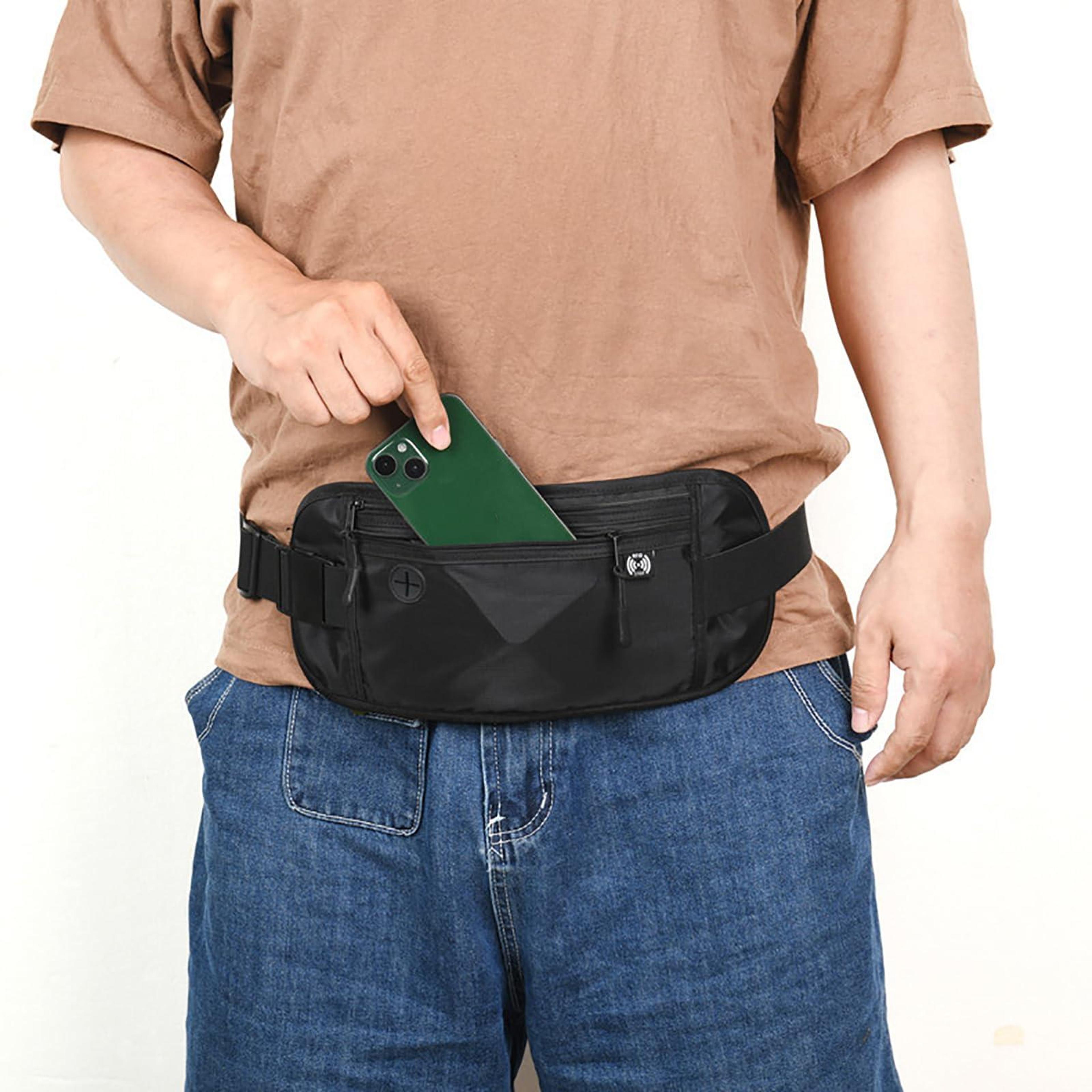 invisible rfid blocking travel waist pack waterproof phone & passport security belt bag