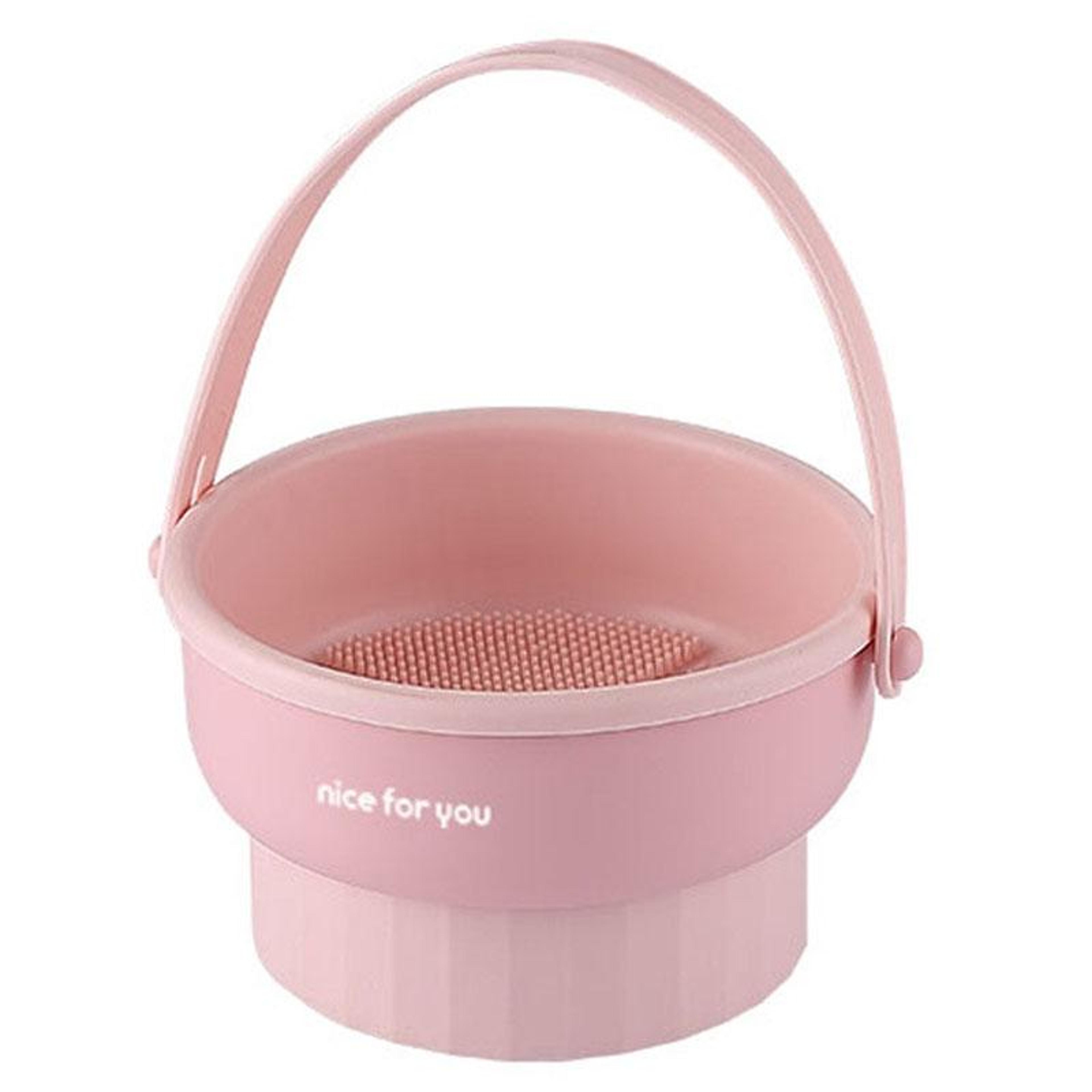 silicone makeup brush cleaner bowl with drying rack and storage for beauty tools
