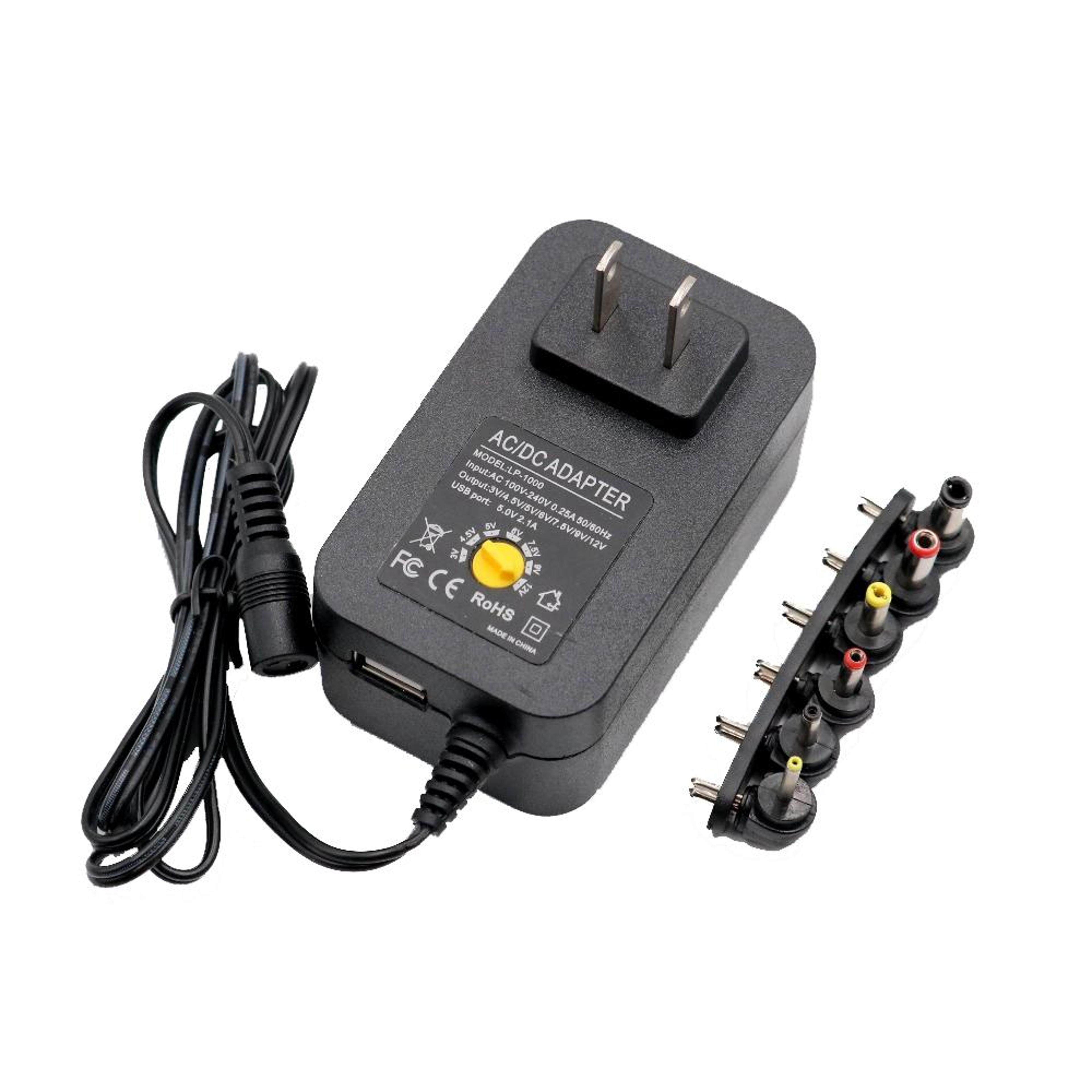 universal adjustable power adapter 3v-12v multi voltage power supply with interchangeable tips