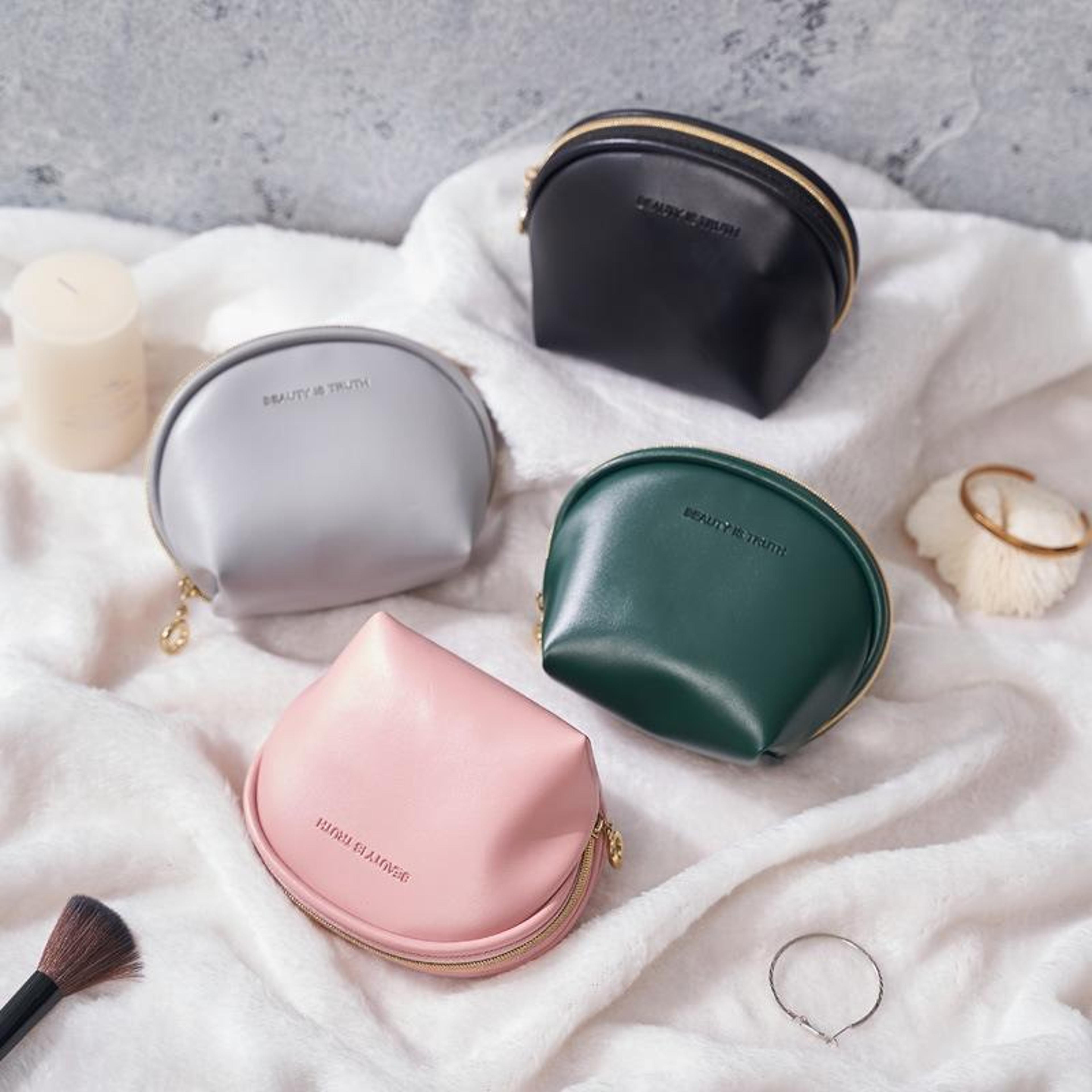 waterproof pu leather makeup organizer bag with compartments portable cosmetic pouch
