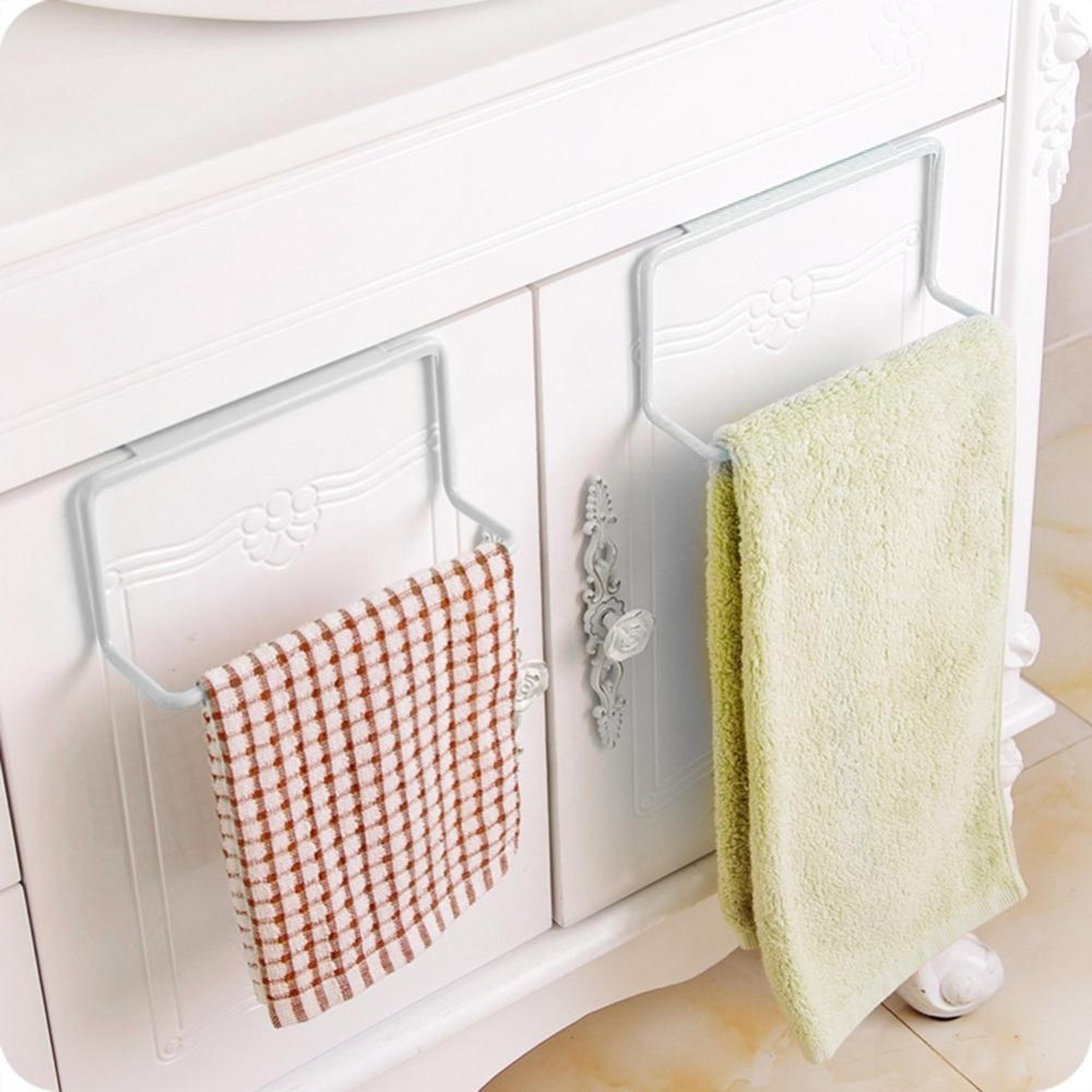cabinet door hanging kitchen & bathroom towel rack organizer holder, space saving sponge storage rack
