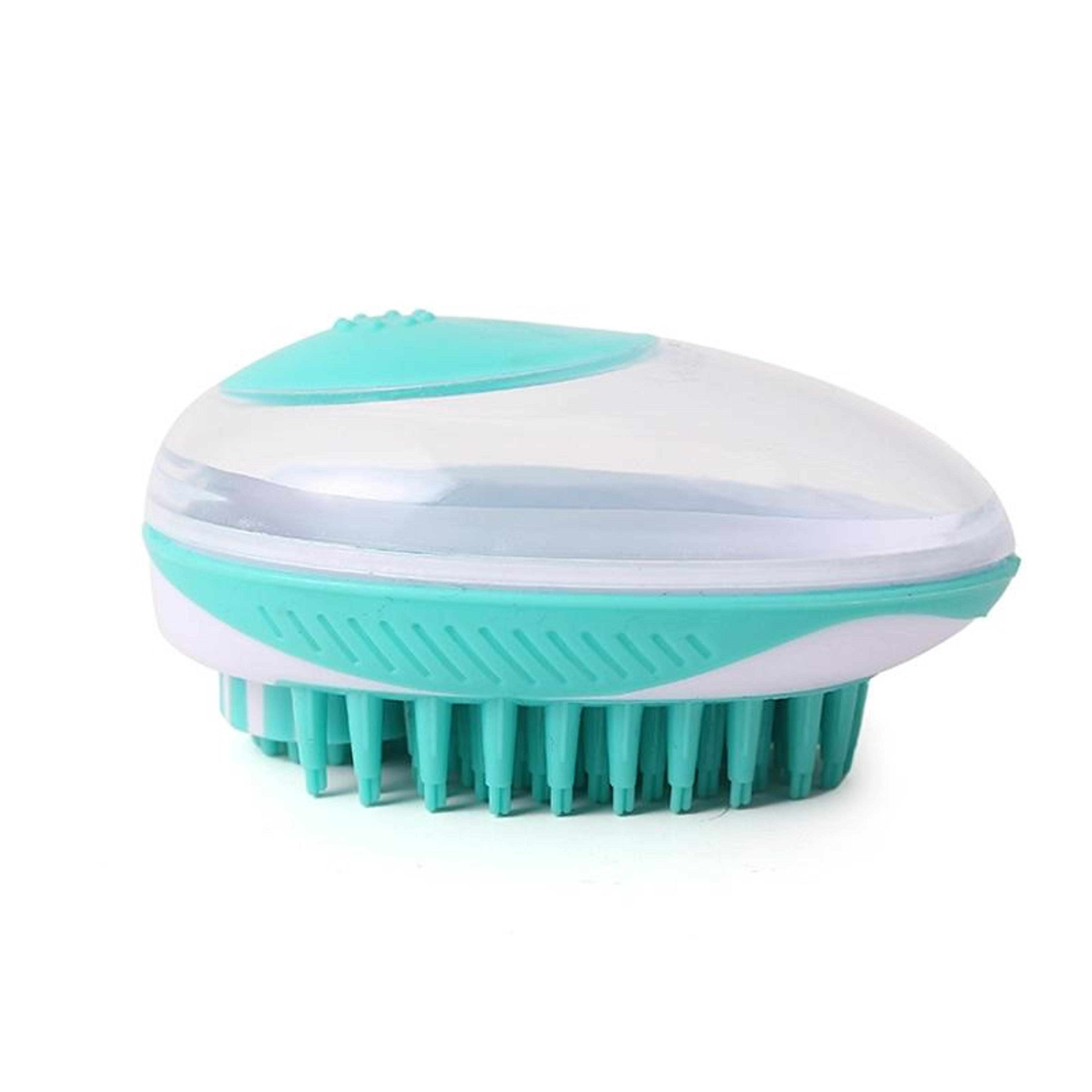 dog bath brush with shampoo dispenser for cats and dogs