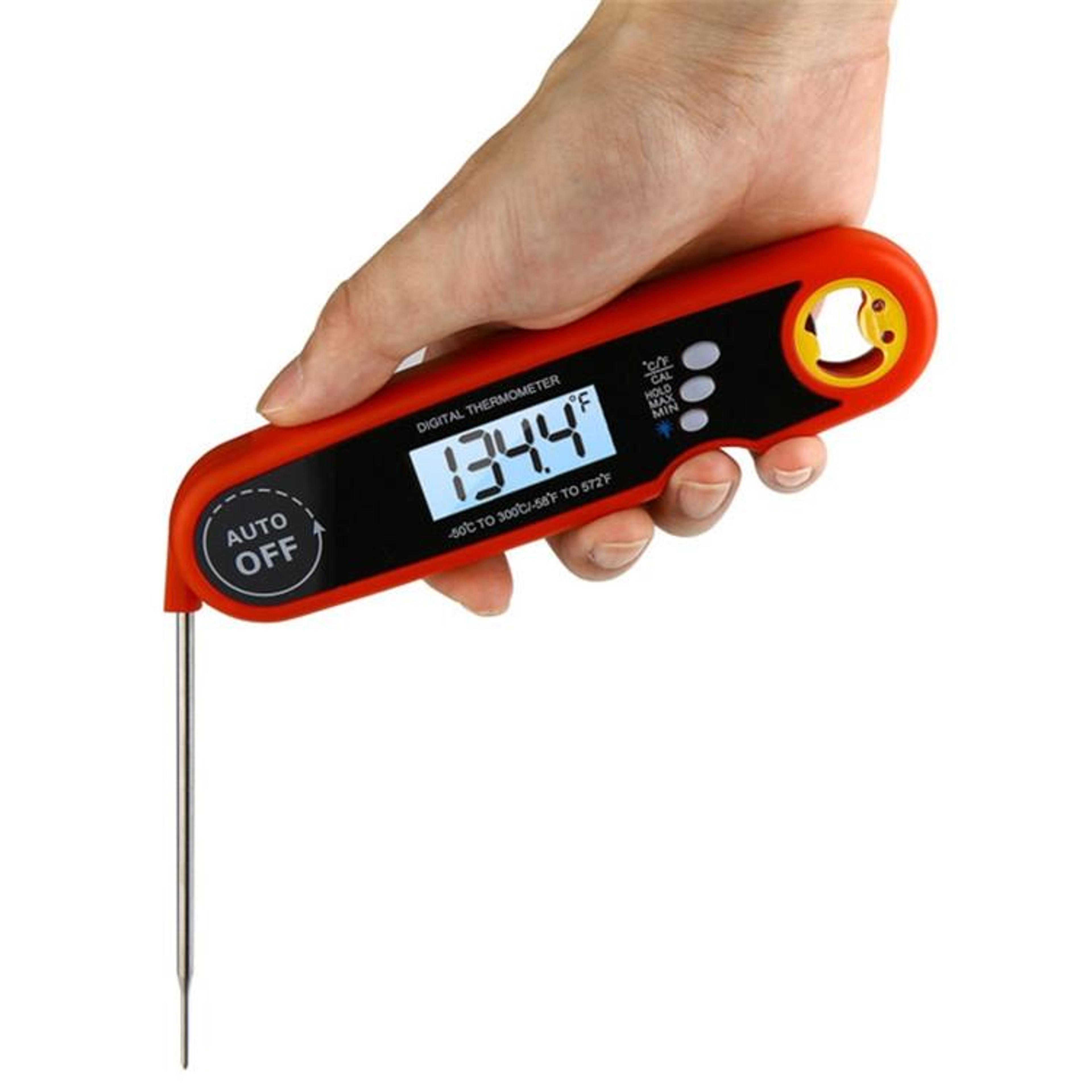 foldable waterproof digital food thermometer with fast instant read probe for cooking, bbq & kitchen use
