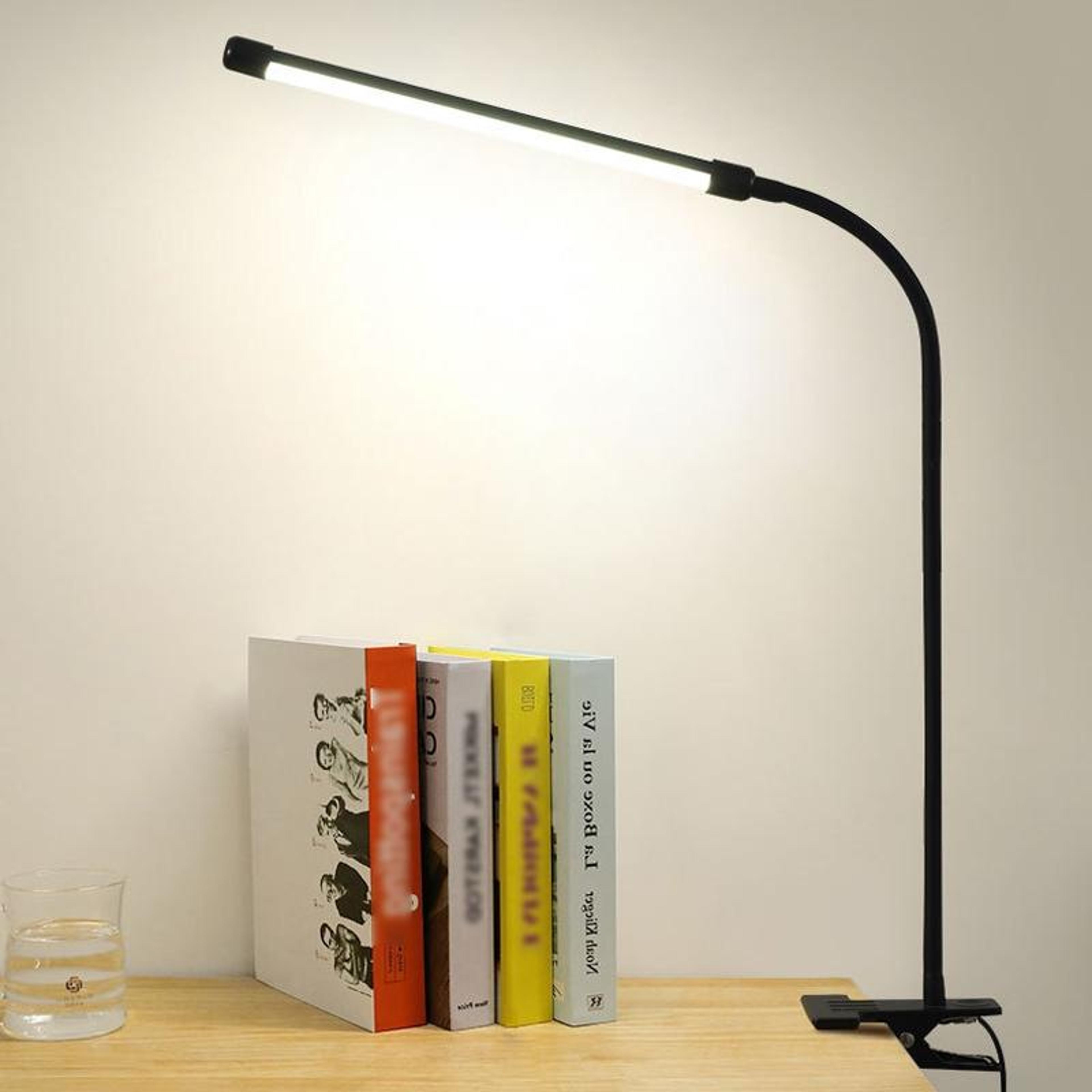 usb clip-on led desk lamp with flexible gooseneck & adjustable brightness for reading and work