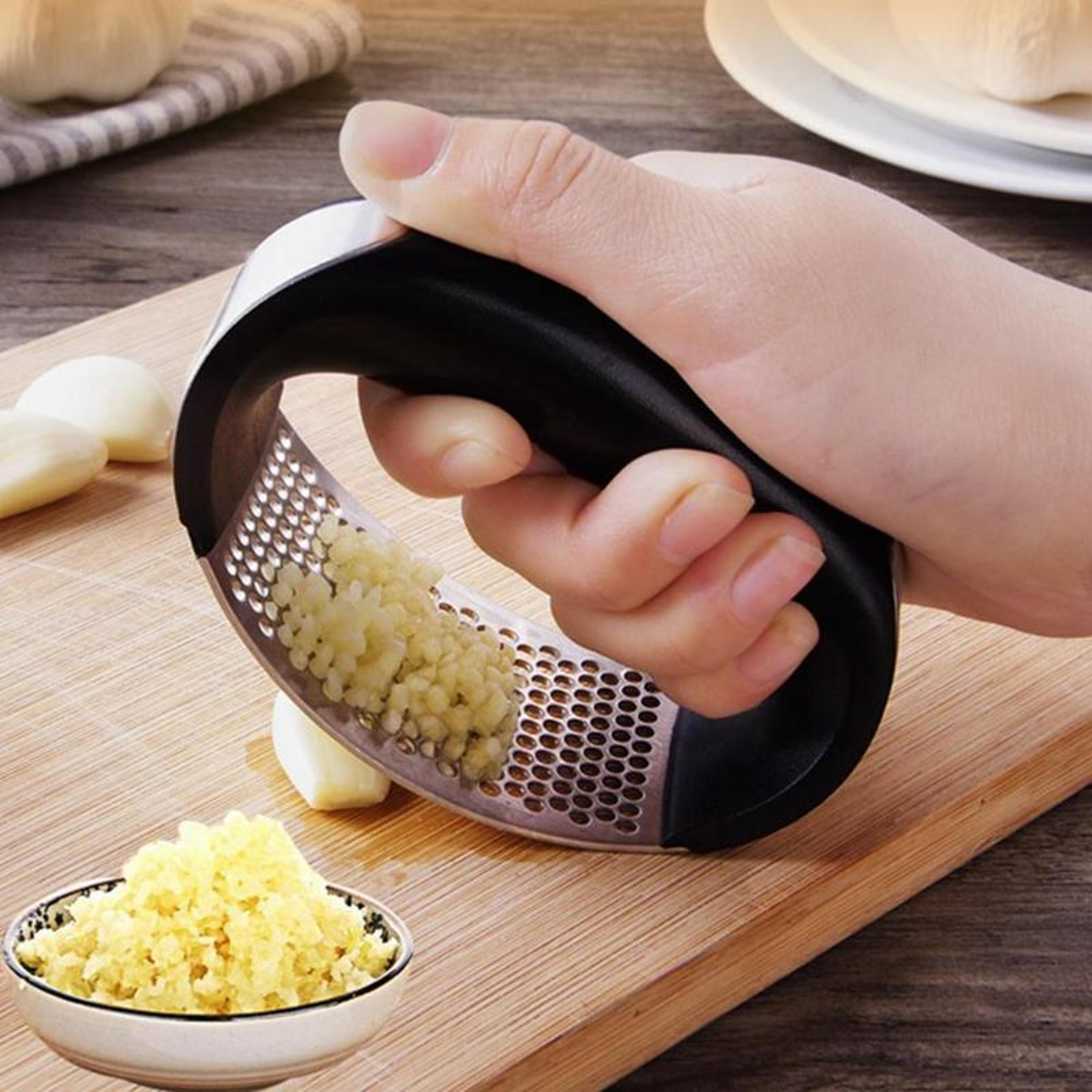 stainless steel garlic press manual garlic mincer and chopper tool for effortless crushing