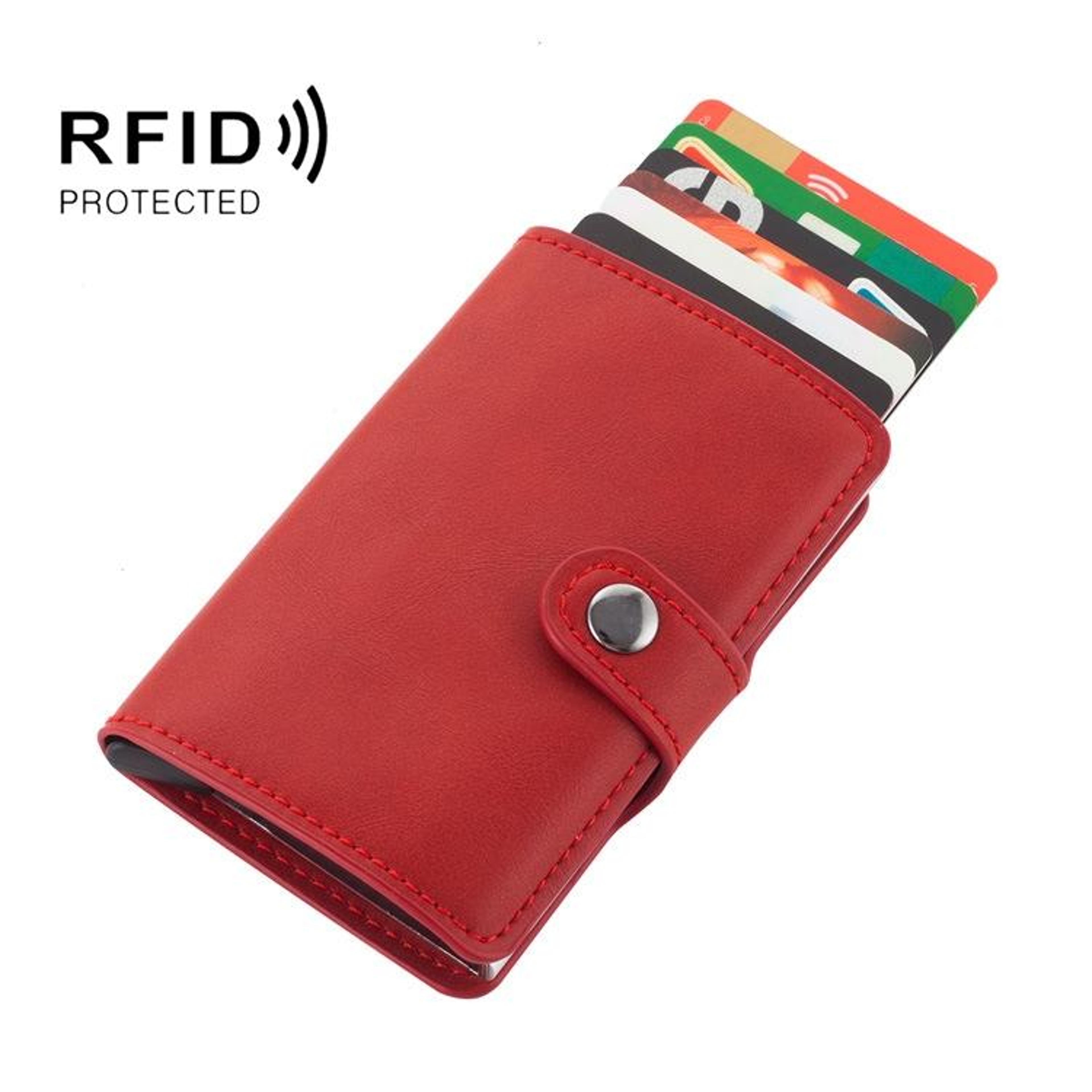 slim rfid blocking credit card holder wallet with pop-up aluminum case