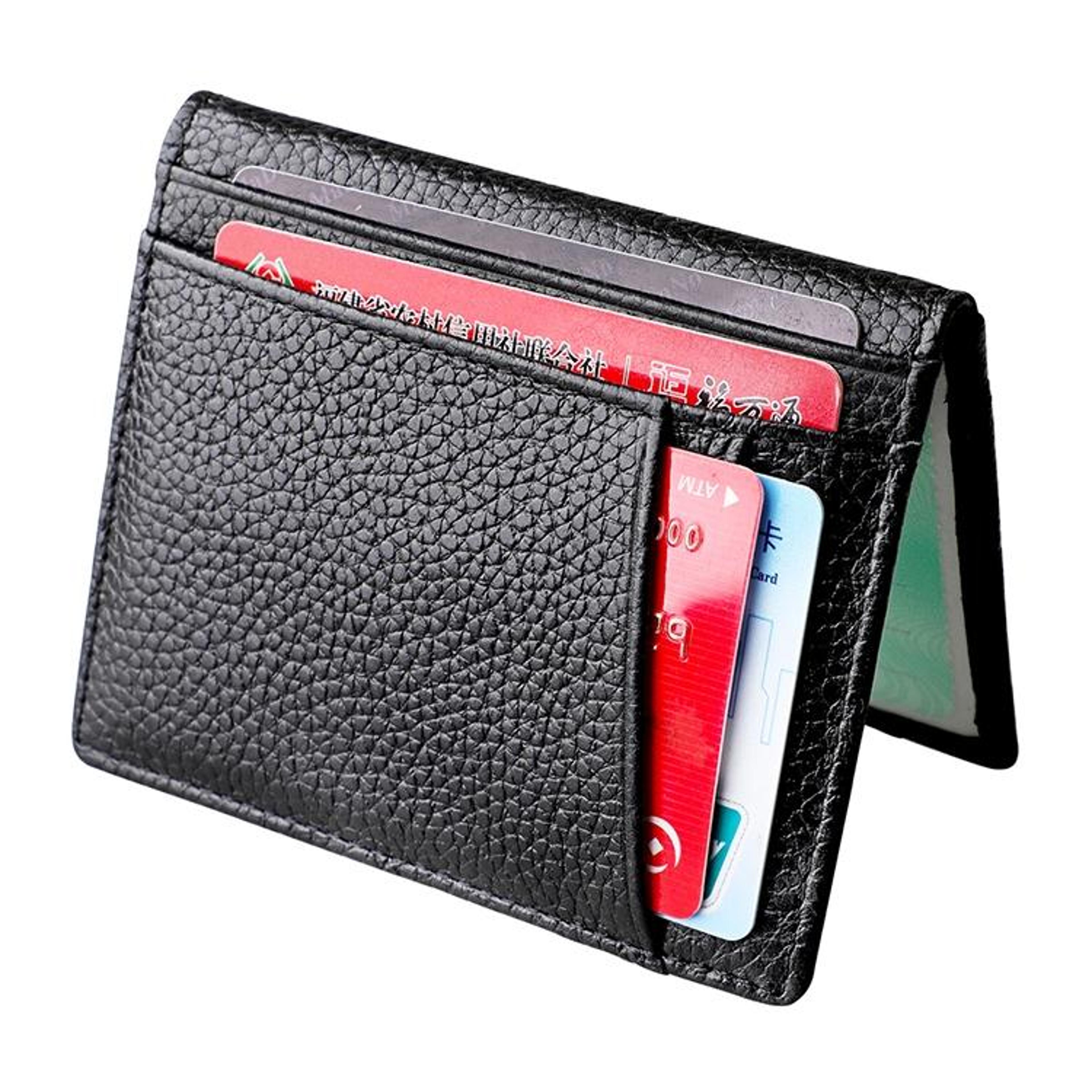 slim leather card holder wallet rfid certificate organizer