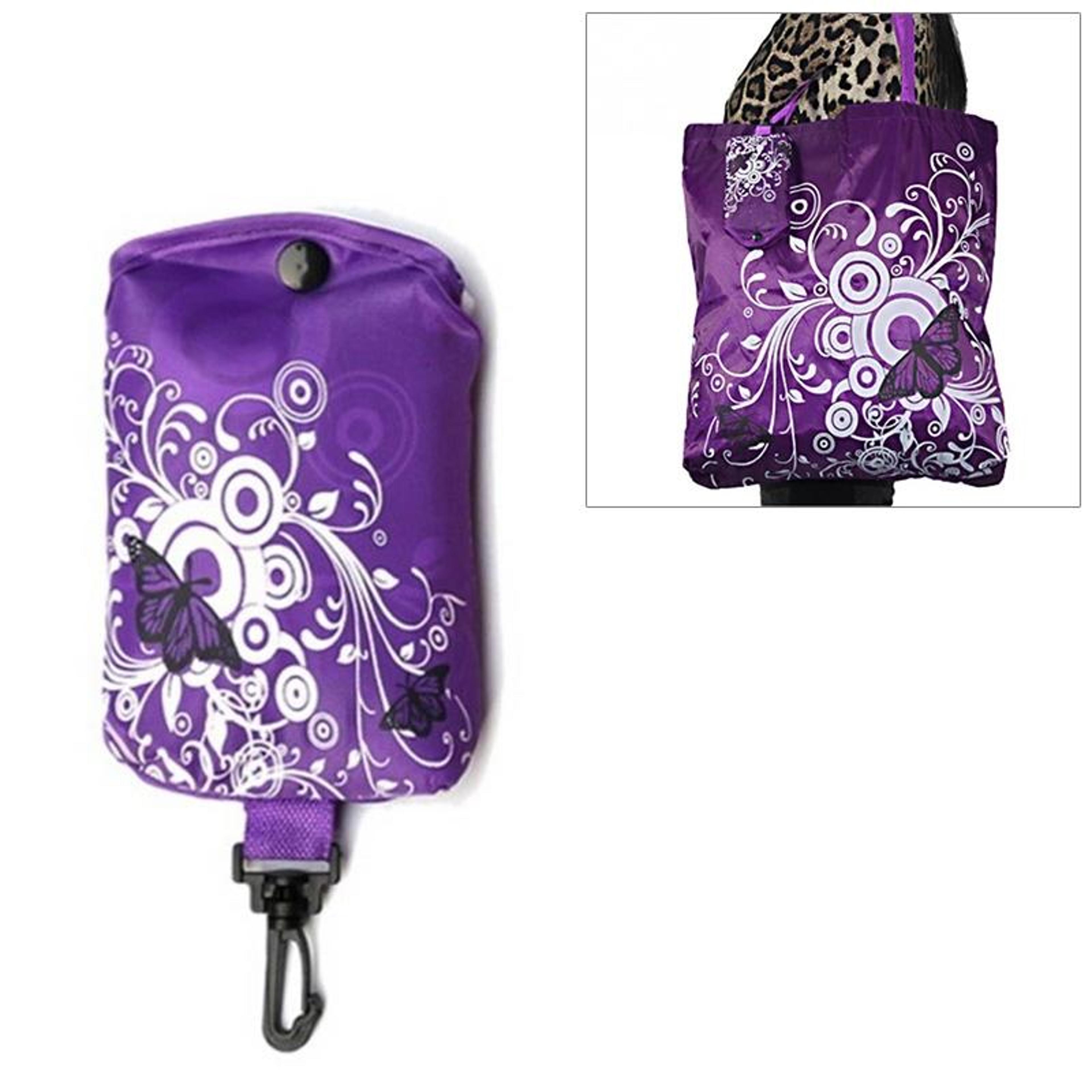 foldable shopping bag reusable tote compact grocery bag with butterfly design