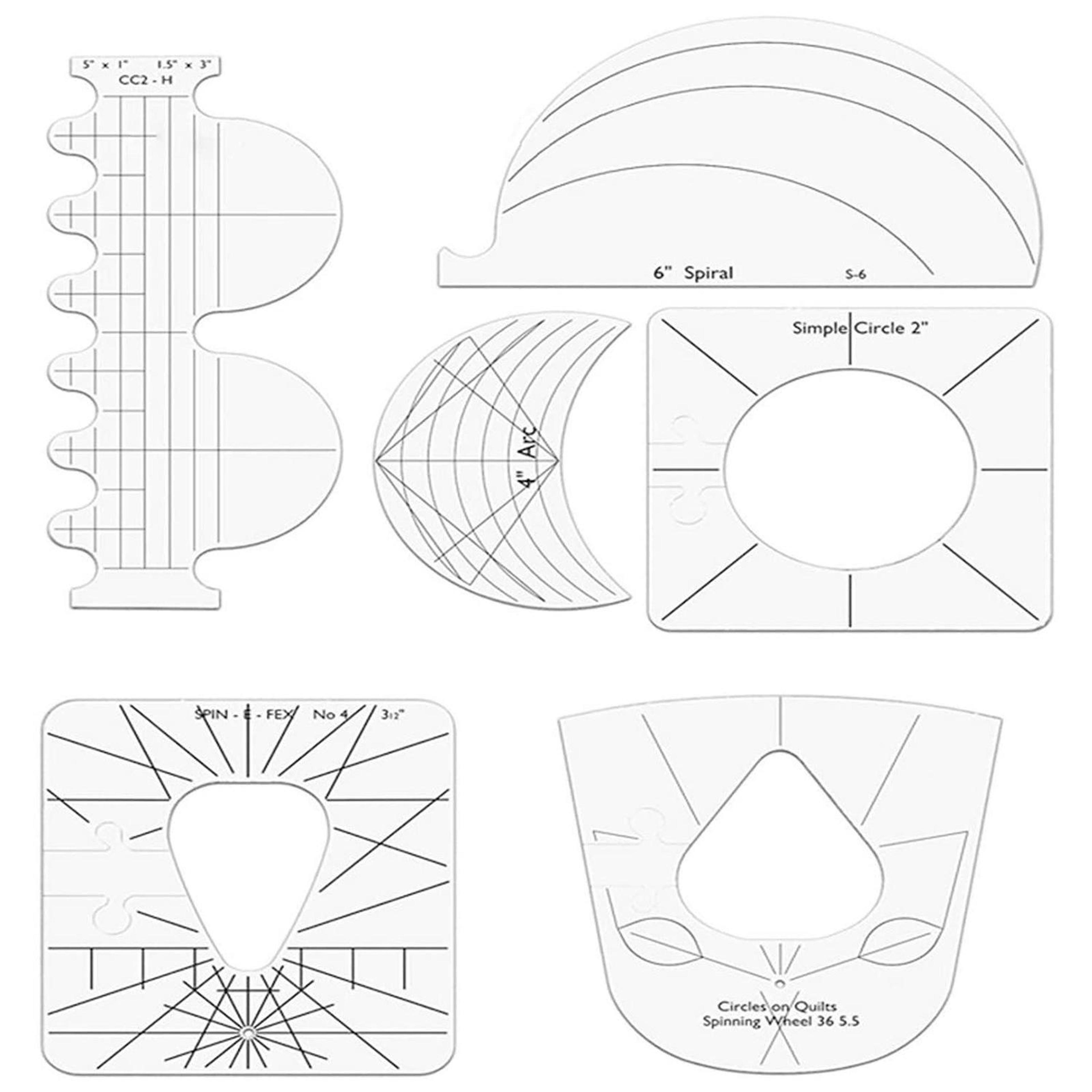 6-in-1 quilting template set acrylic sewing ruler kit for precise patchwork designs