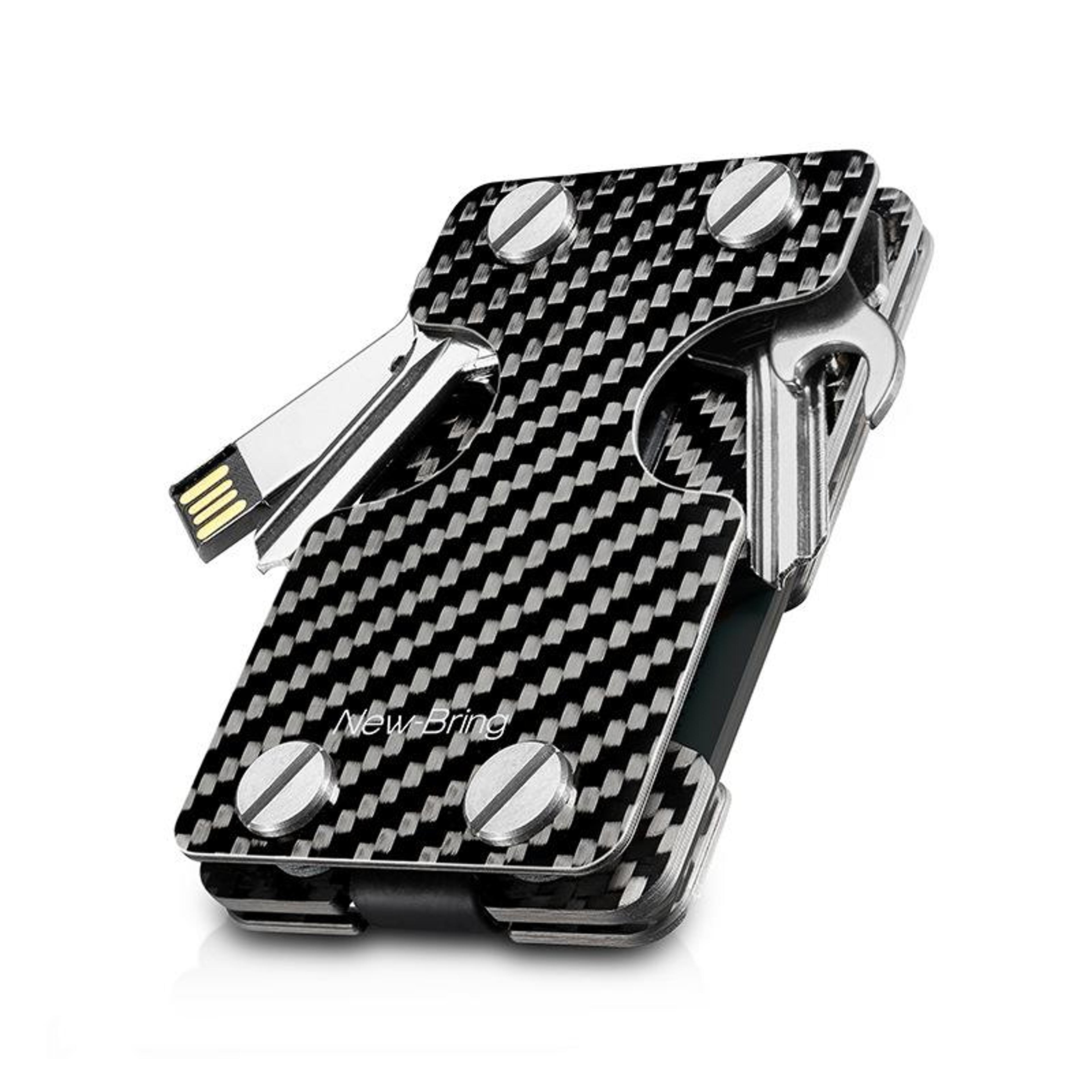 slim aluminum rfid blocking edc wallet with key & usb holder