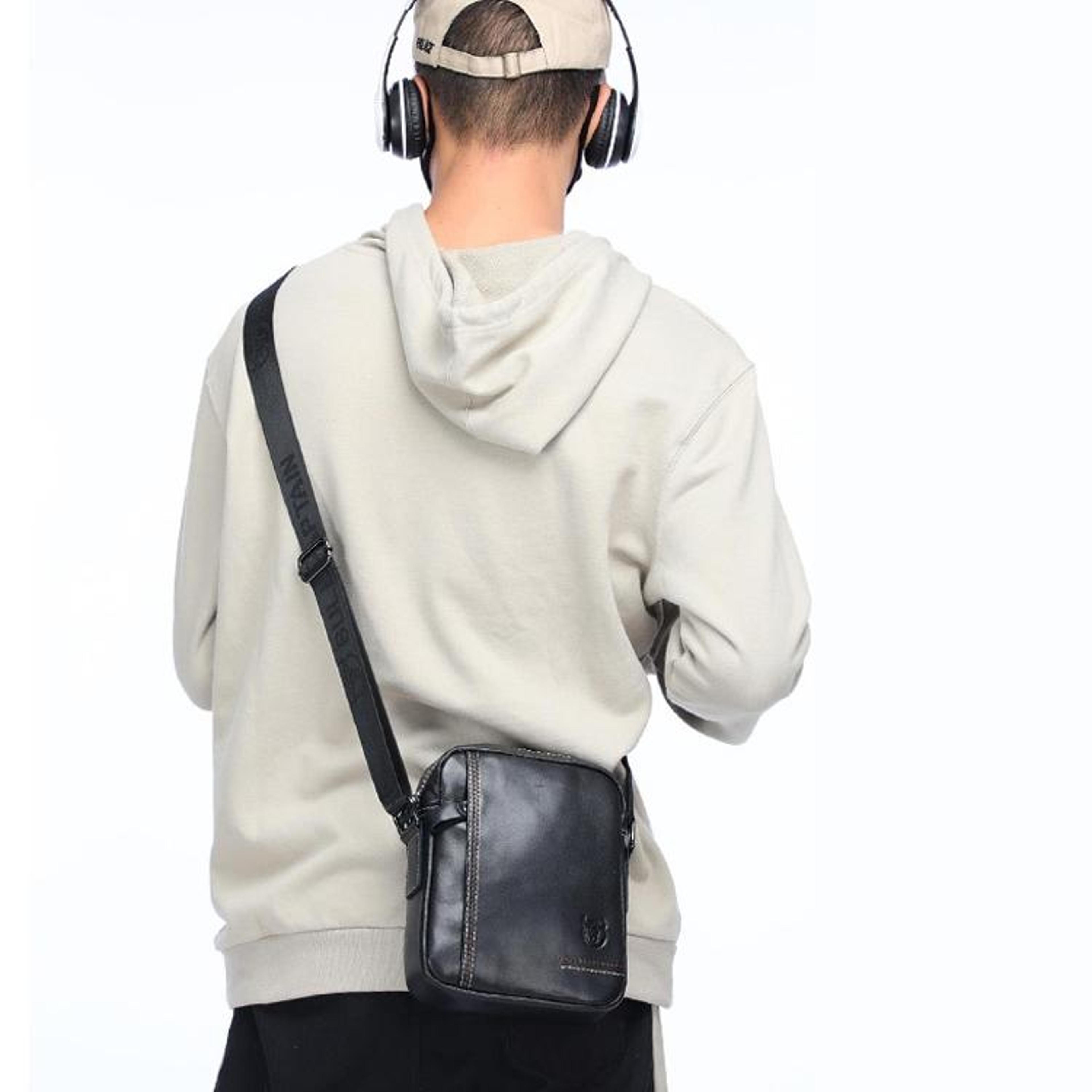 men genuine leather crossbody bag compact first layer cowhide shoulder travel pouch