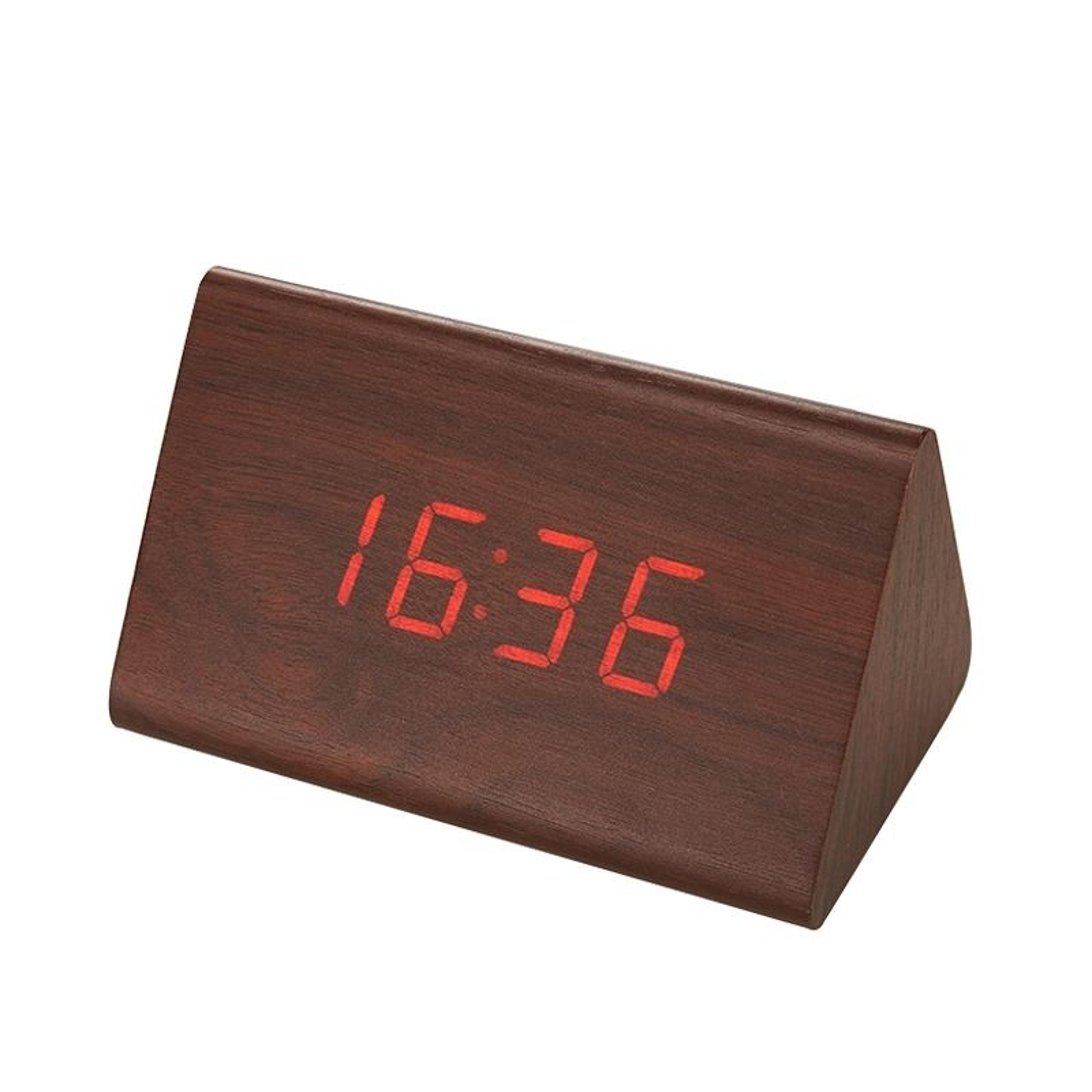 luminous wooden digital alarm clock with voice control & temperature display