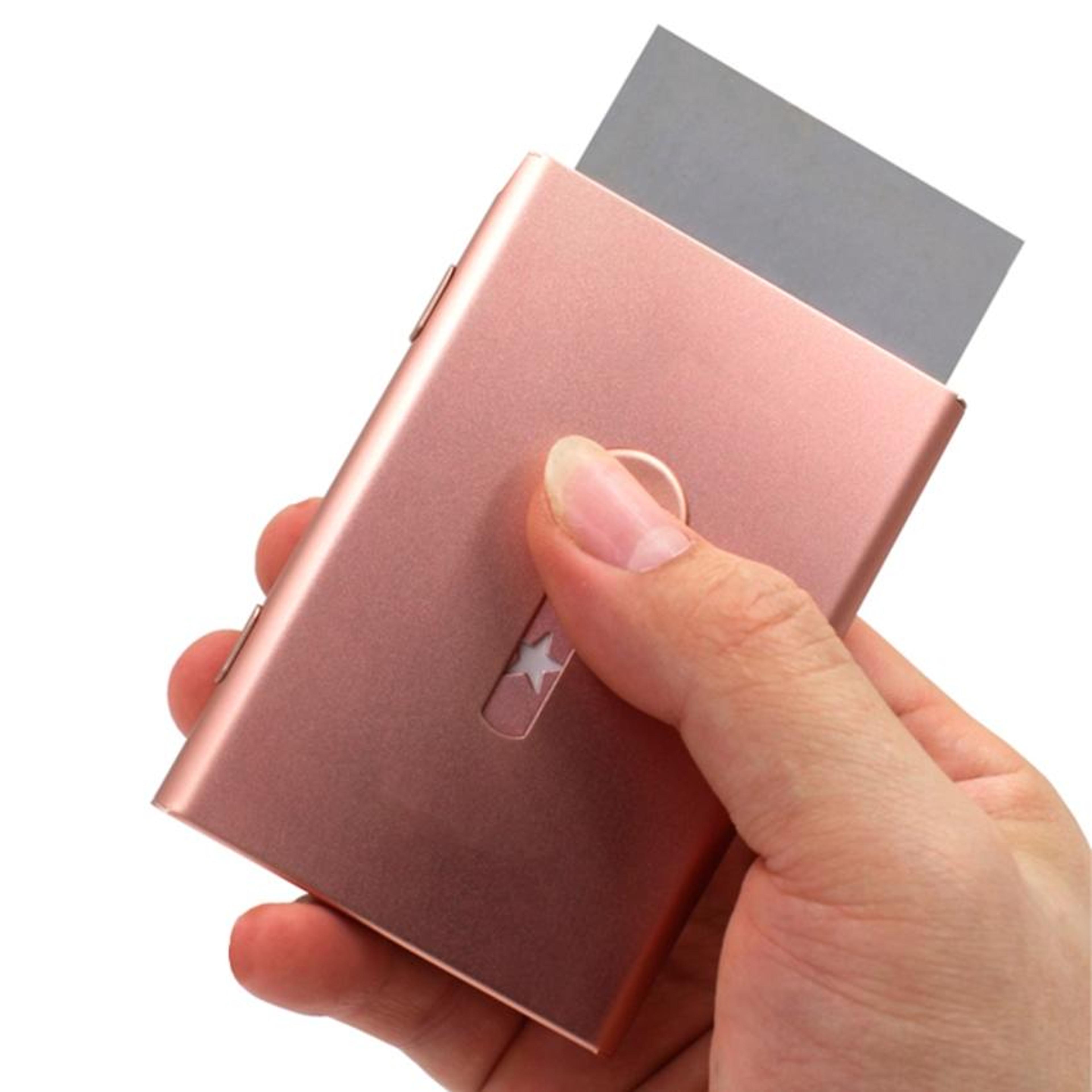 ultra slim aluminum business card holder with push-up dispenser wallet case