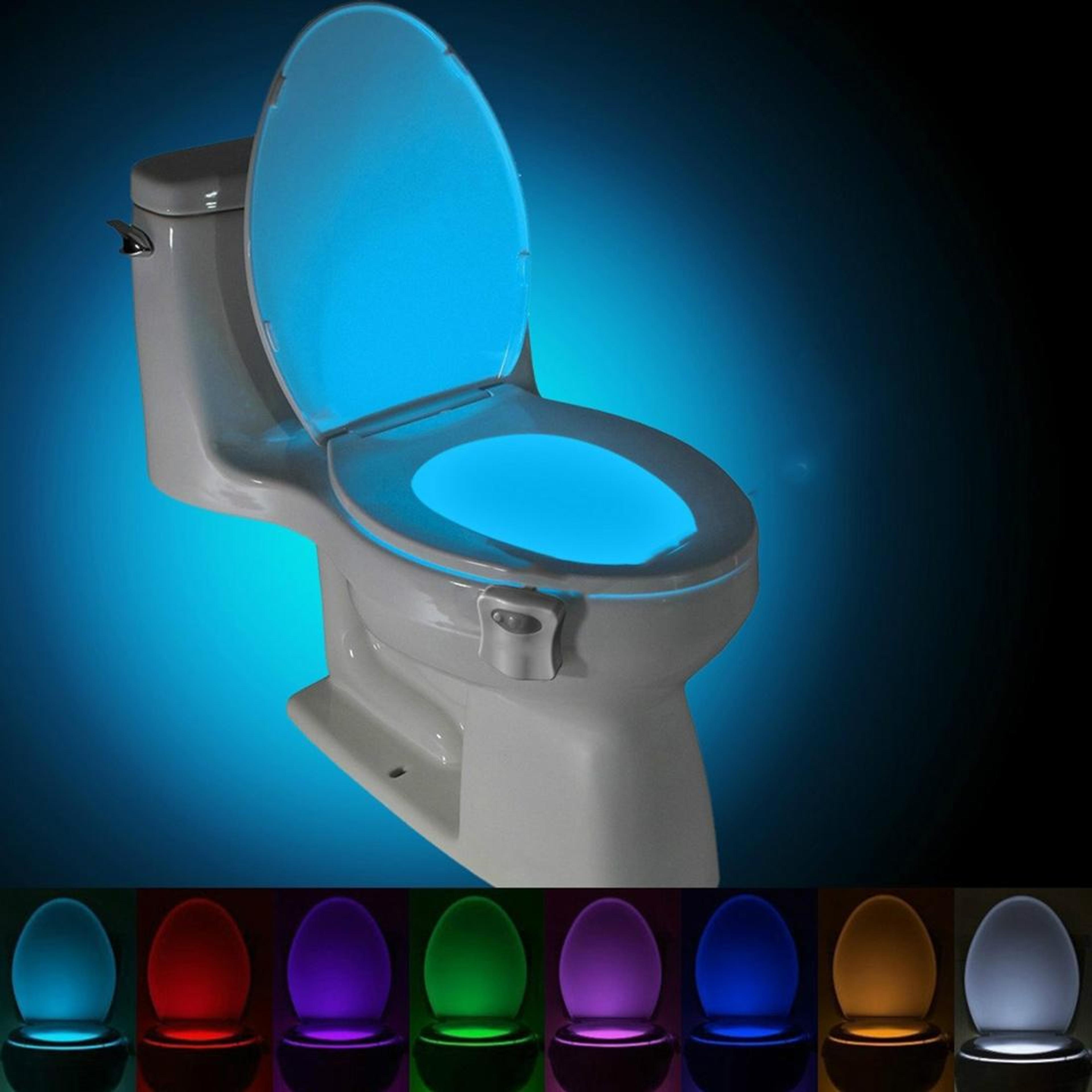motion activated toilet night light with 8 color led bathroom sensor light