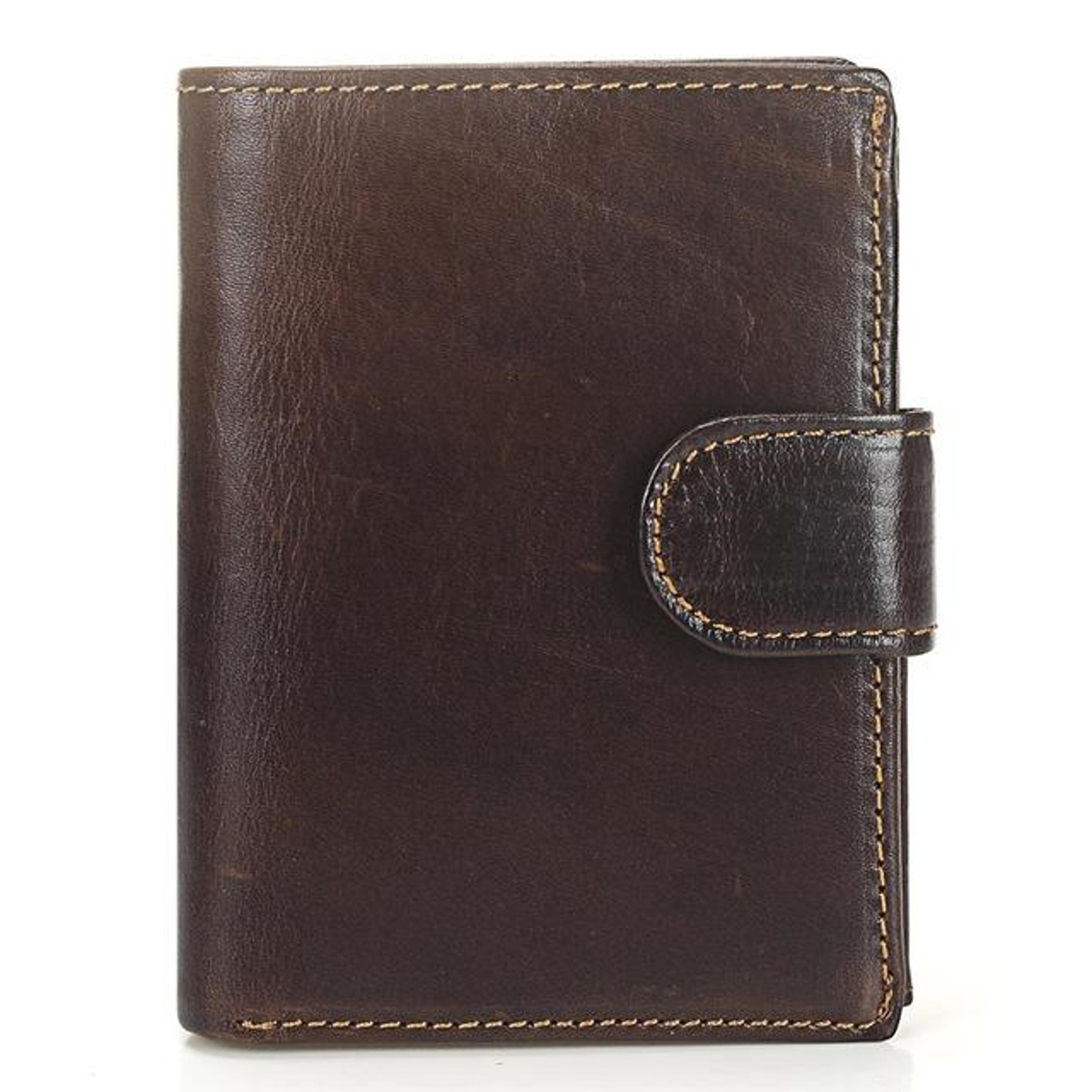 vintage genuine leather bifold wallet for men with coin pocket & card holder