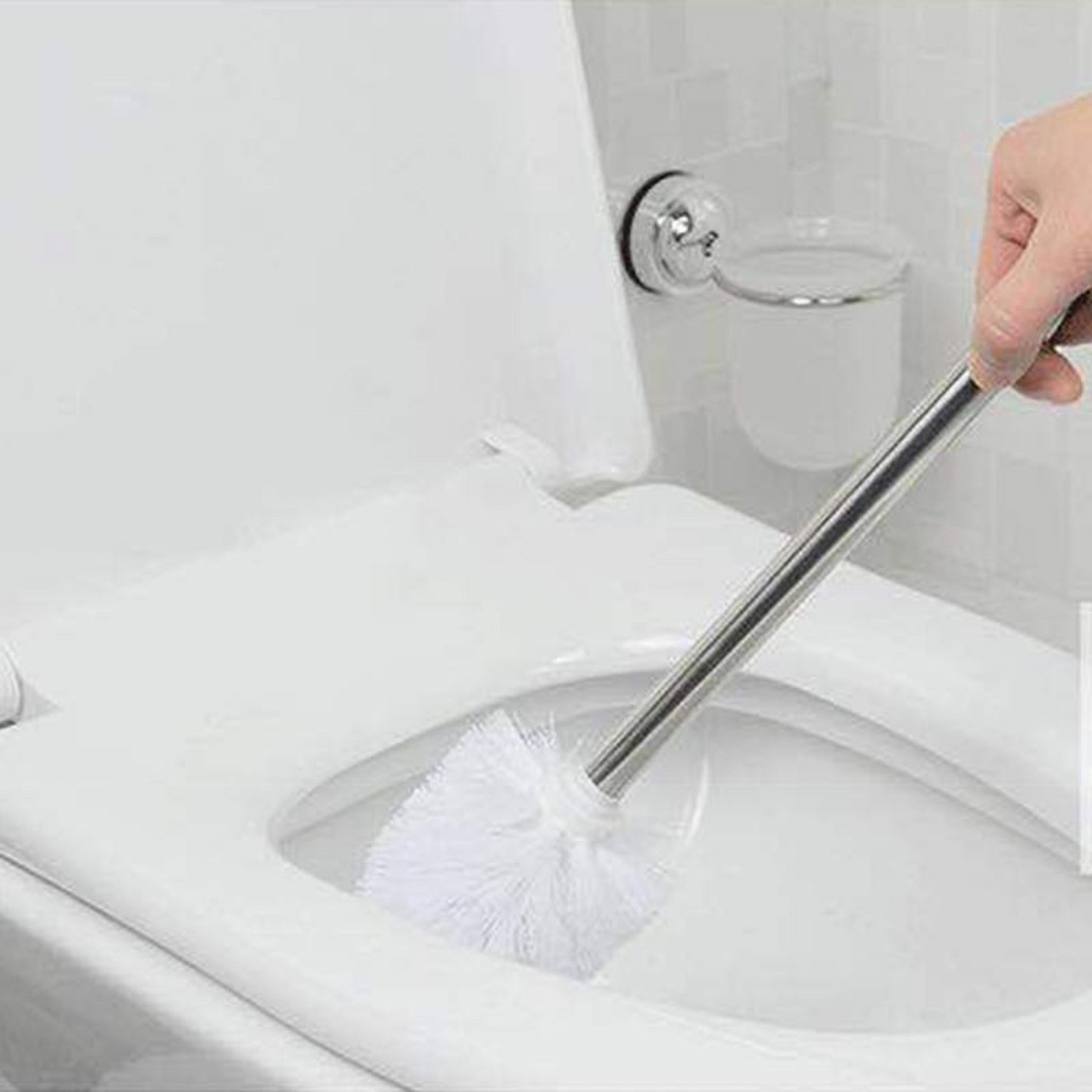 stainless steel toilet brush set with wall holder for deep bathroom cleaning