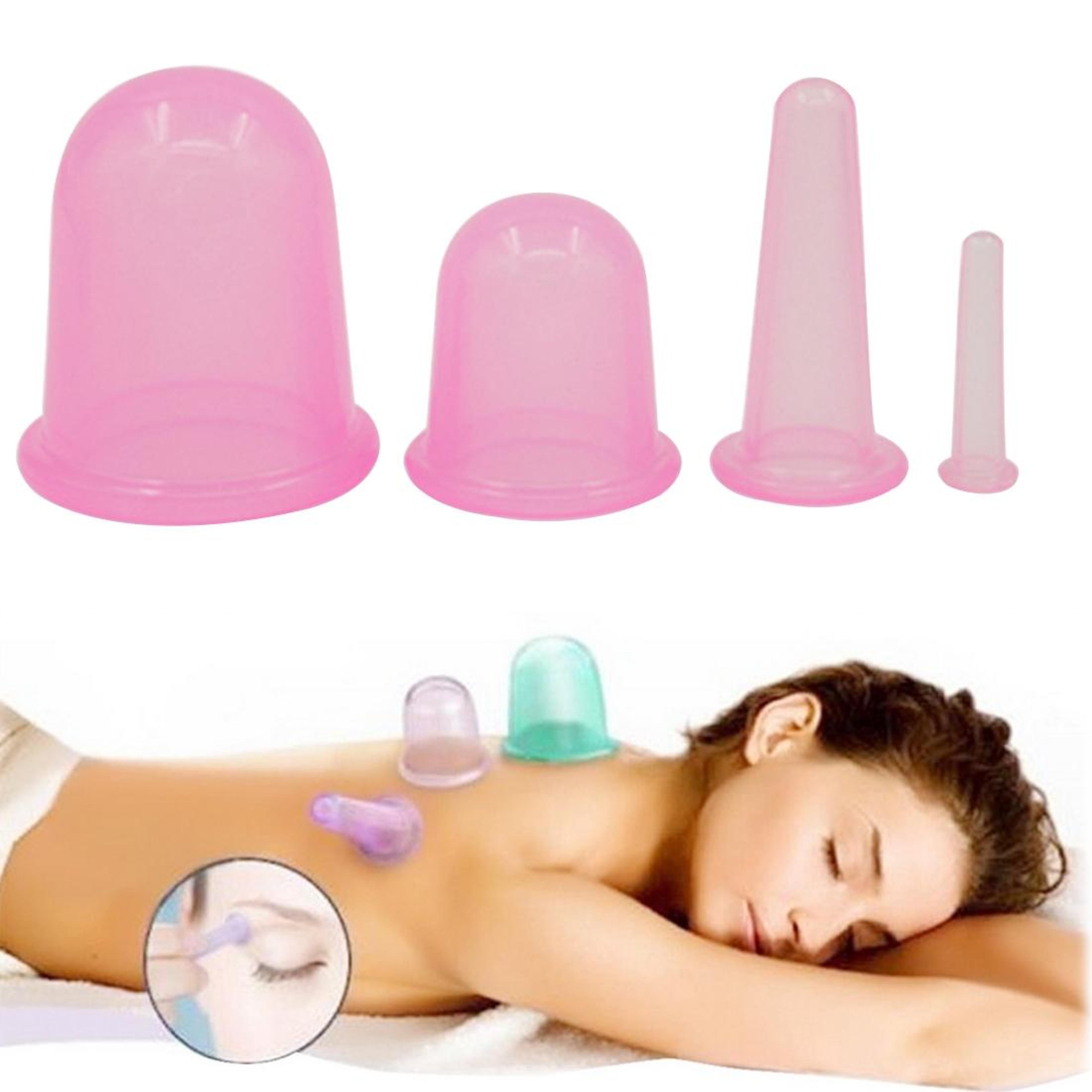 4 in 1 silicone cupping set for body massage and vacuum therapy relief random color delivery