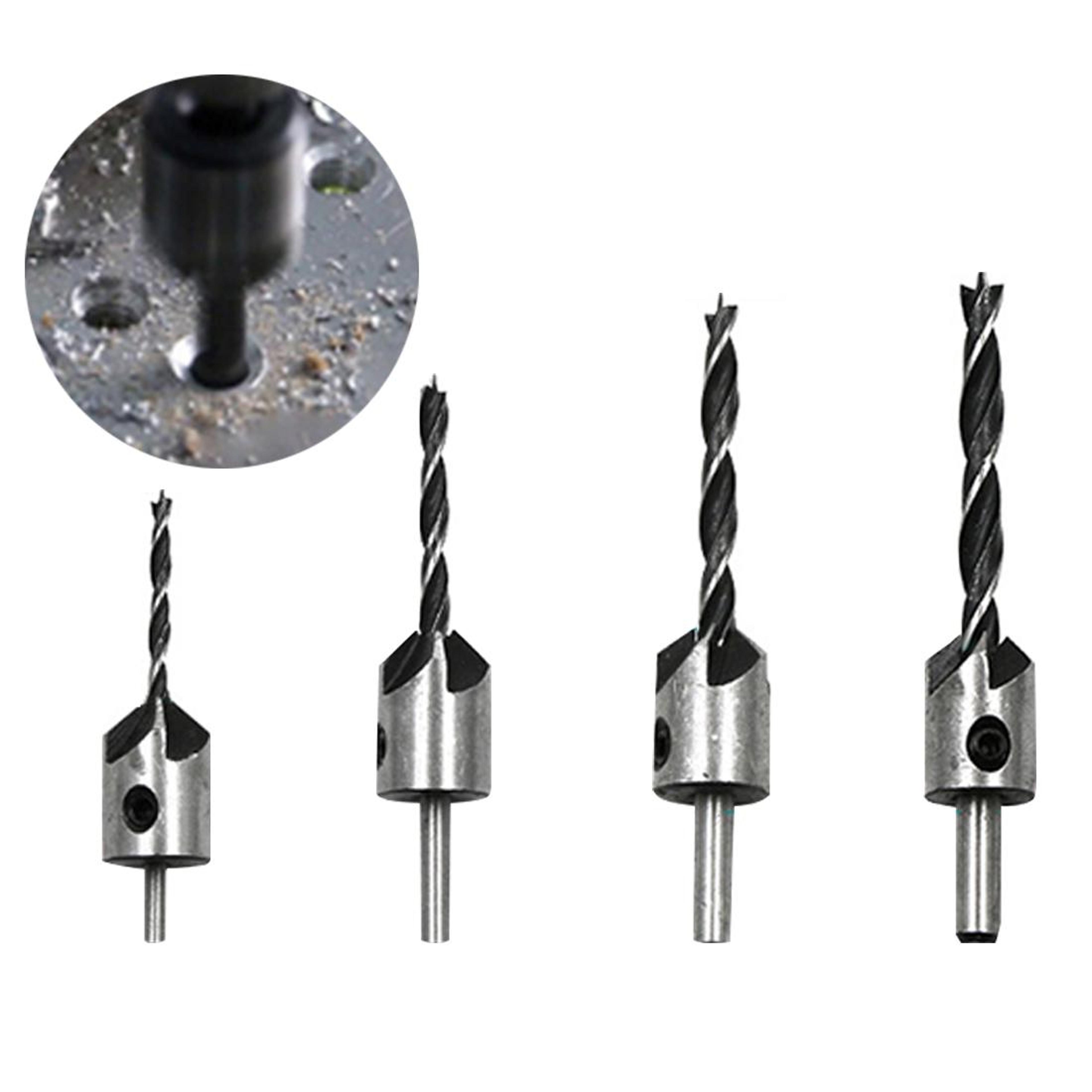 woodworking countersink drill bit set with adjustable hss chamfer bits for clean screw holes