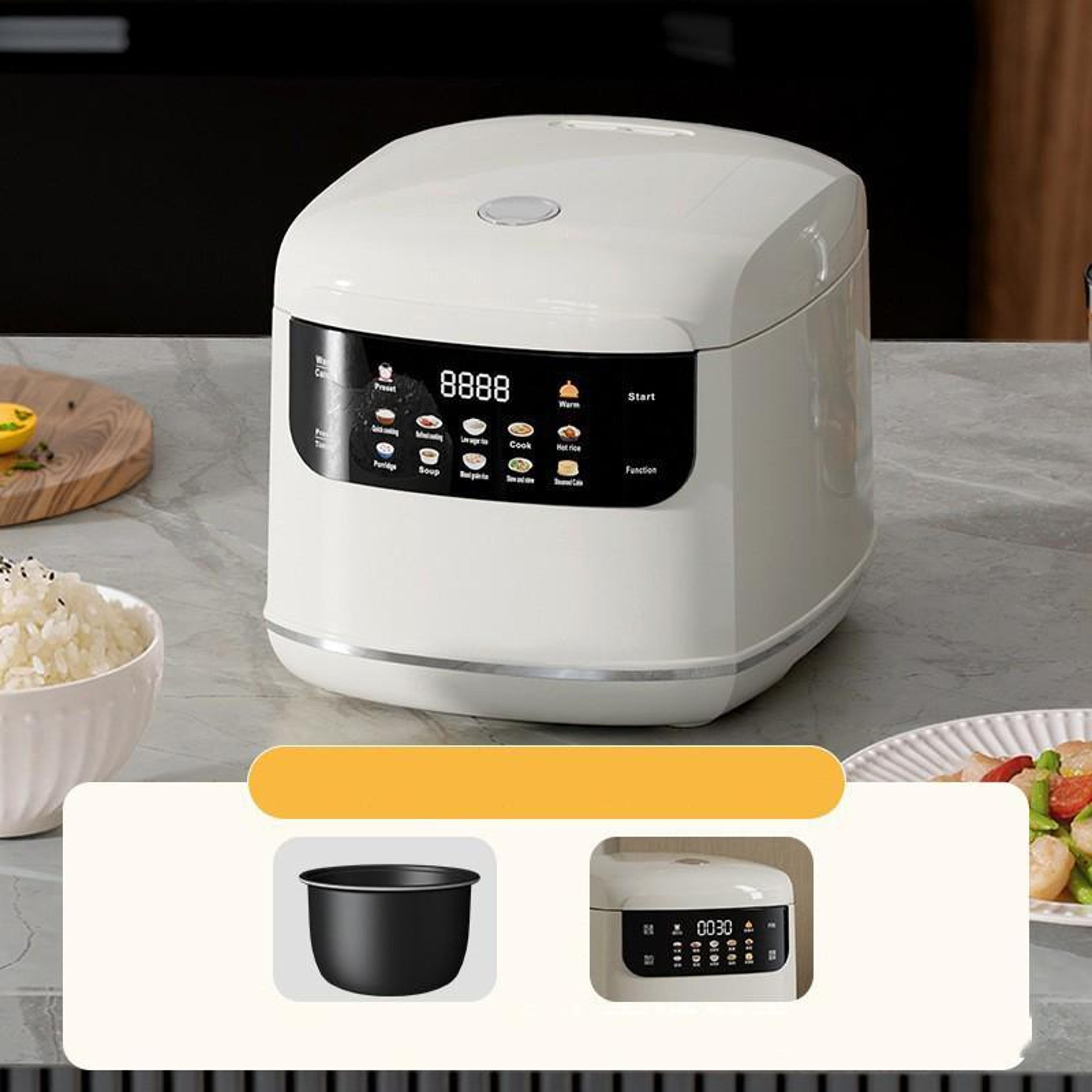 smart 2l electric rice cooker with color screen, 10 preset menus & 24h timer