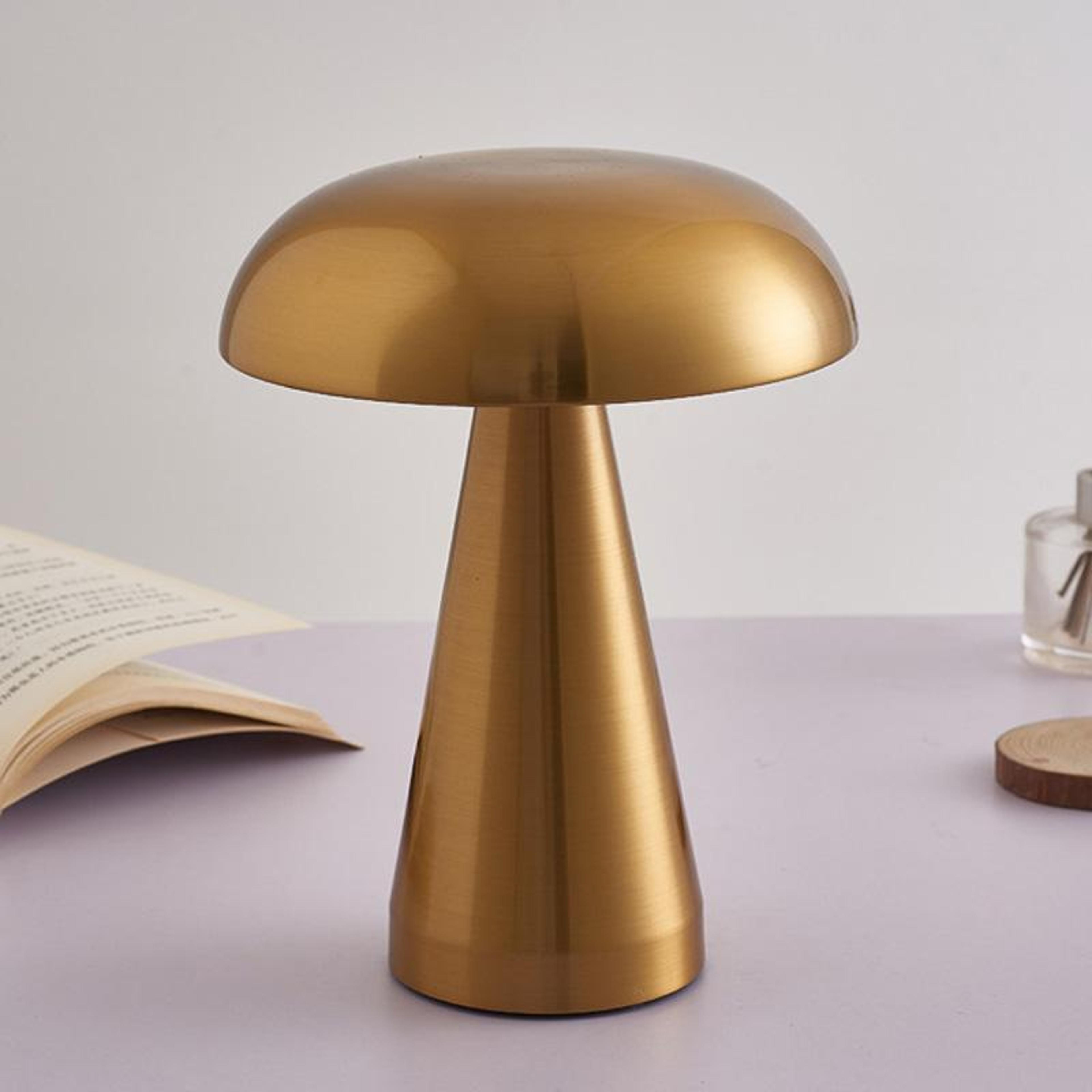 rechargeable mushroom table lamp with dimmable ambient light for bedroom, bar & restaurant