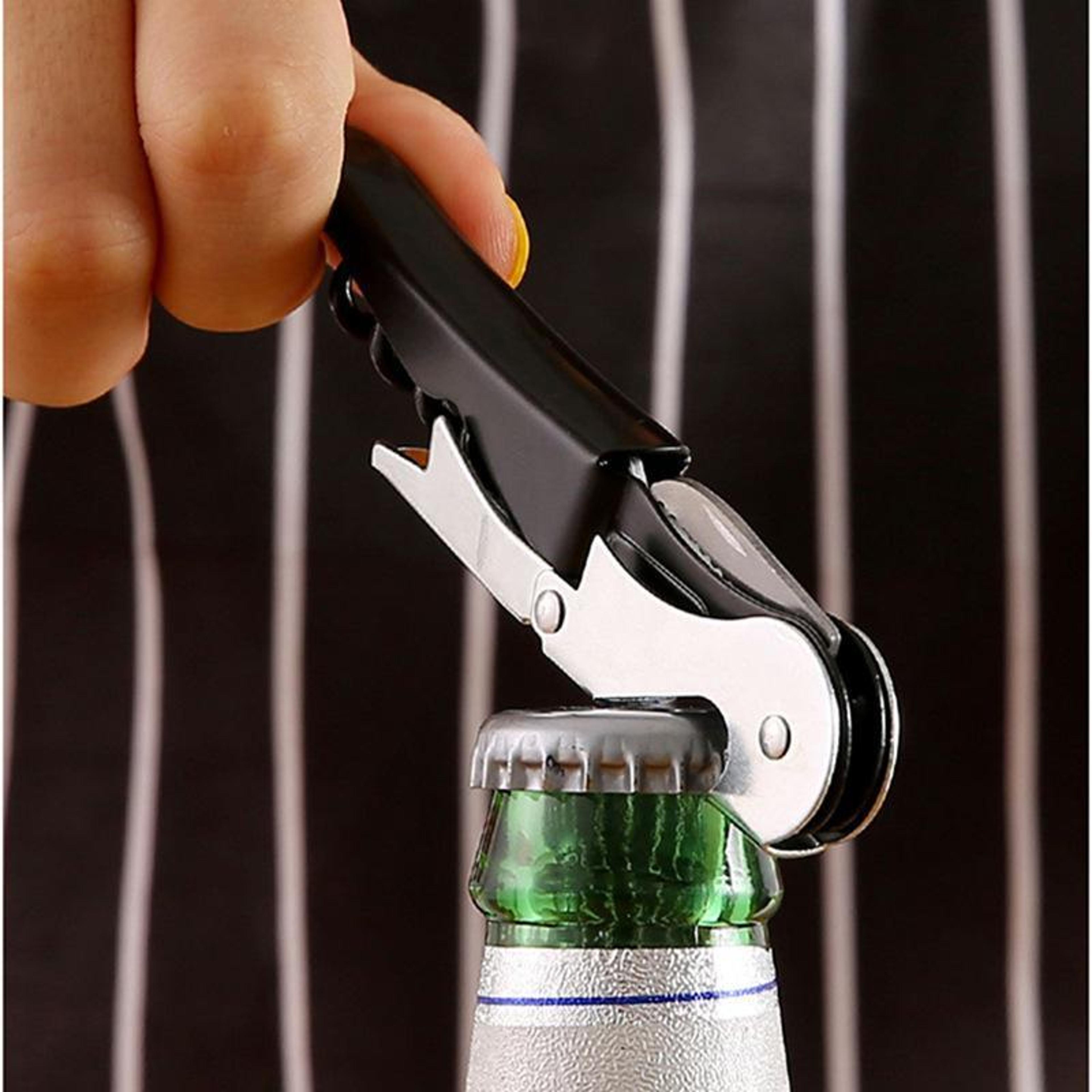 multi-functional stainless steel wine & beer bottle opener set with foil cutter 4pcs