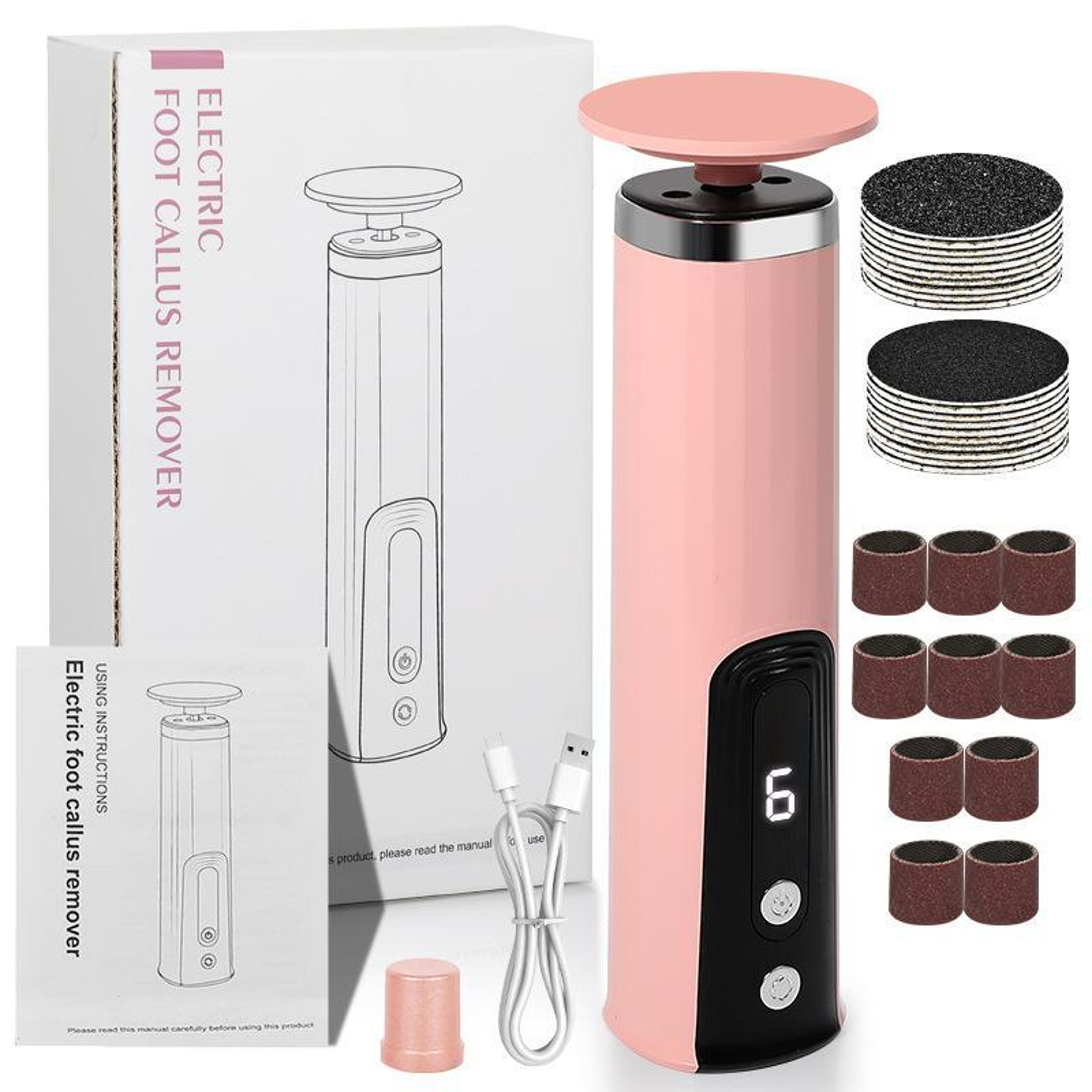 6-speed electric foot file callus remover with forward & reverse rotation for smooth feet