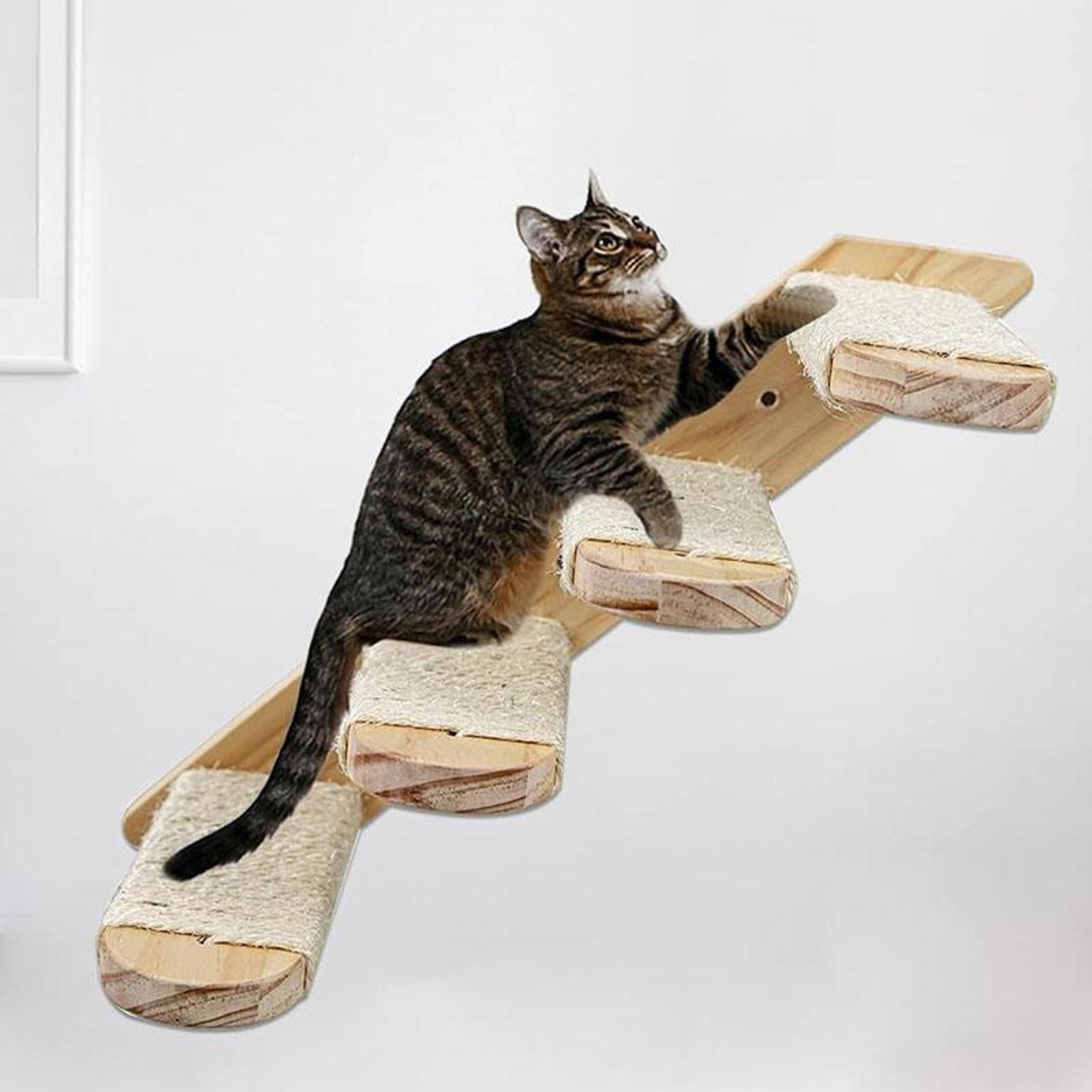 wall mounted cat climbing wall with sisal steps multi-level wooden cat shelves